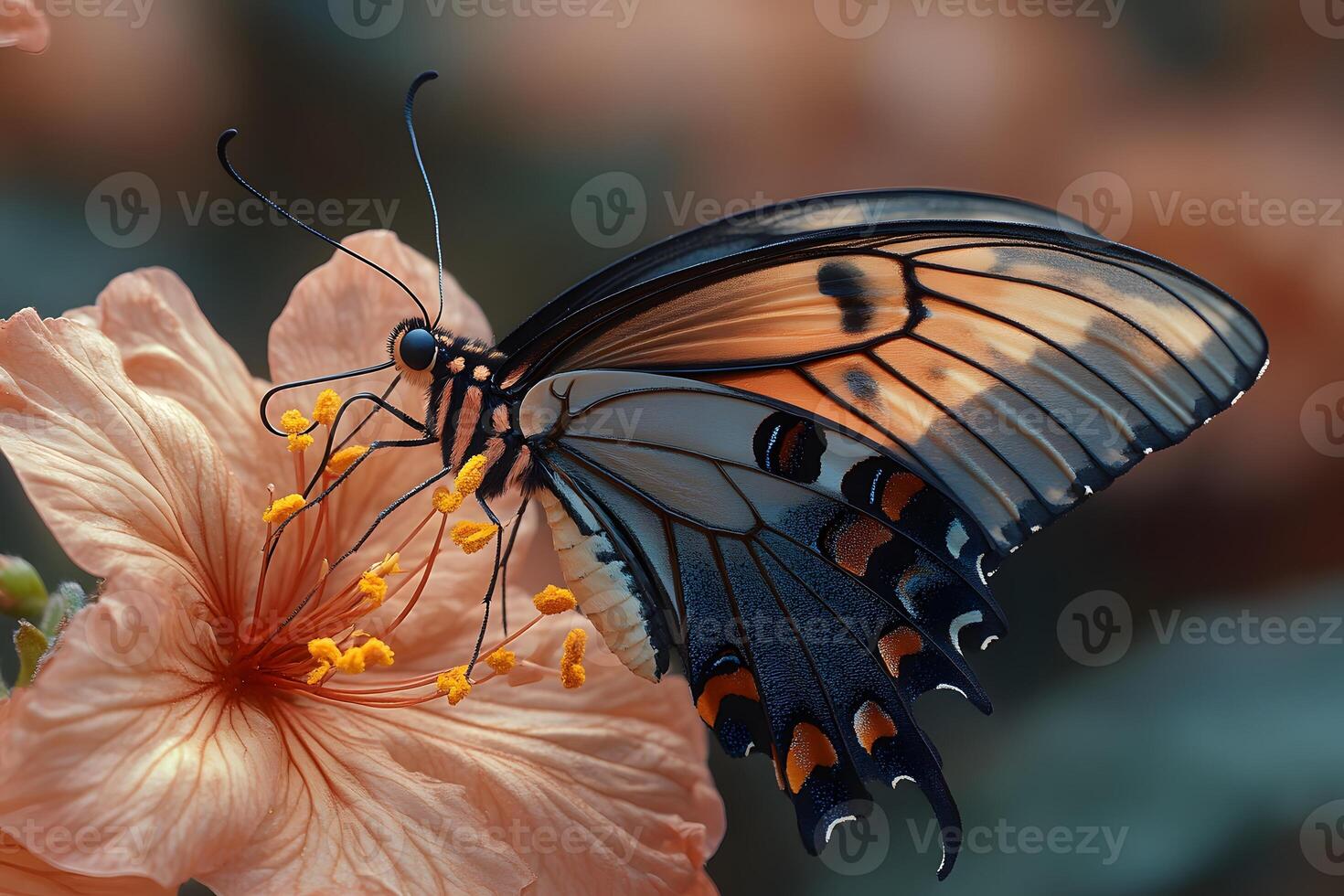 Butterfly on Hibiscus Flower Nature's Harmony and Beauty in Summer Garden photo
