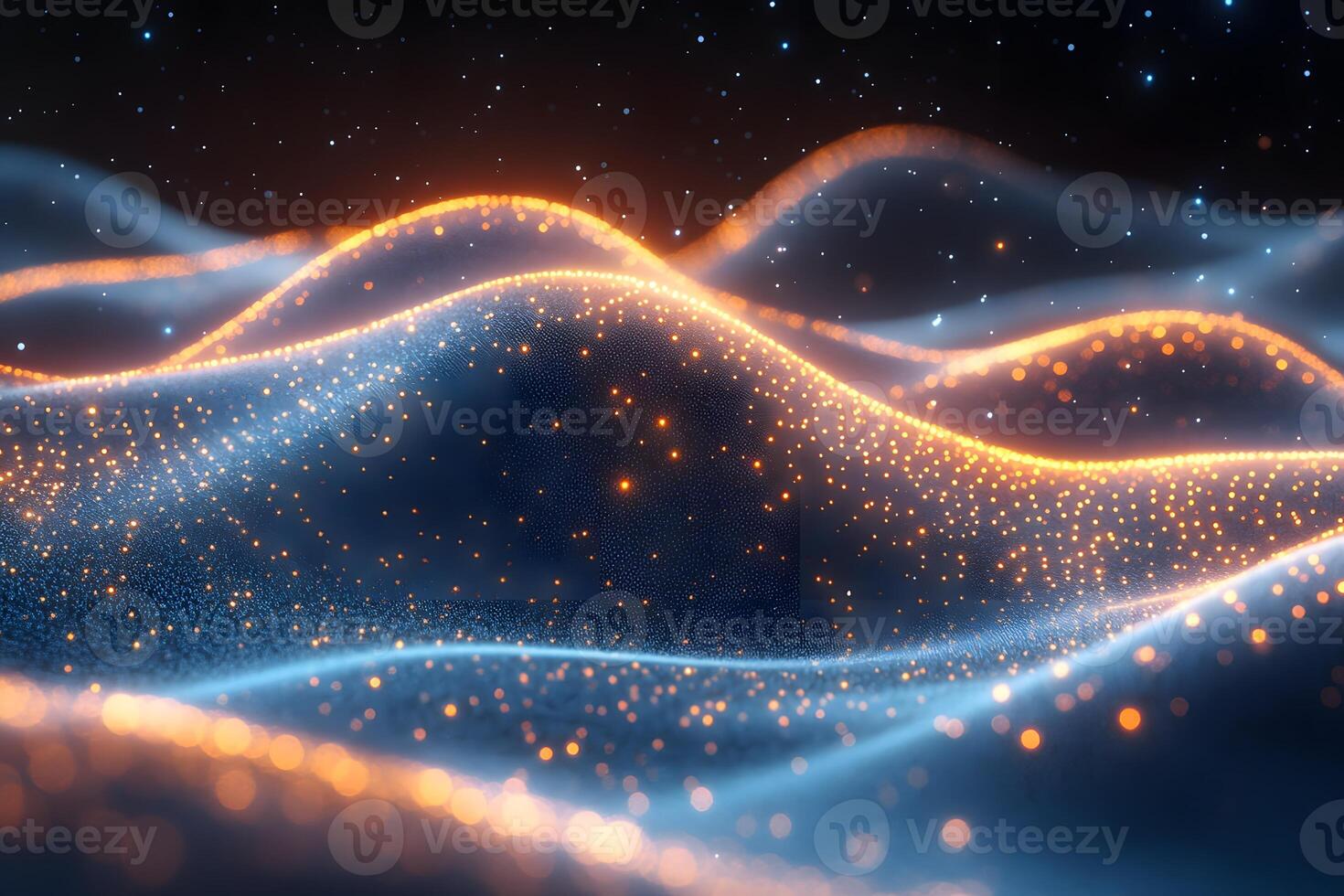 Abstract Glowing Waves and Particles in Cosmic Light for Digital Art and Design photo