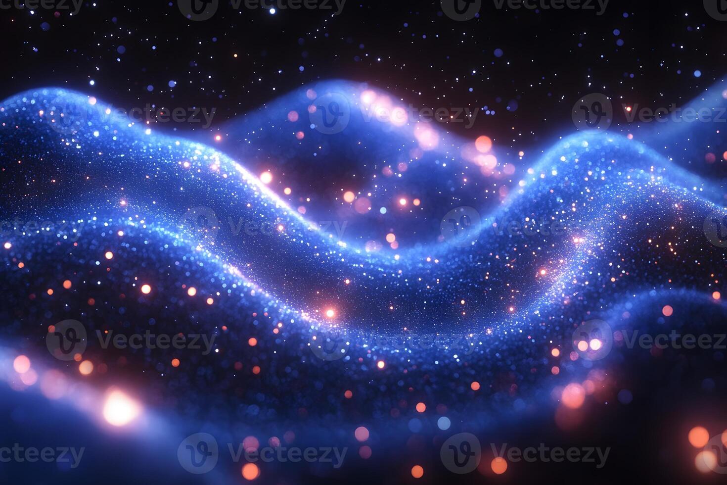 Mesmerizing Cosmic Waves with Glowing Particles for Dreamy Backgrounds and Posters photo
