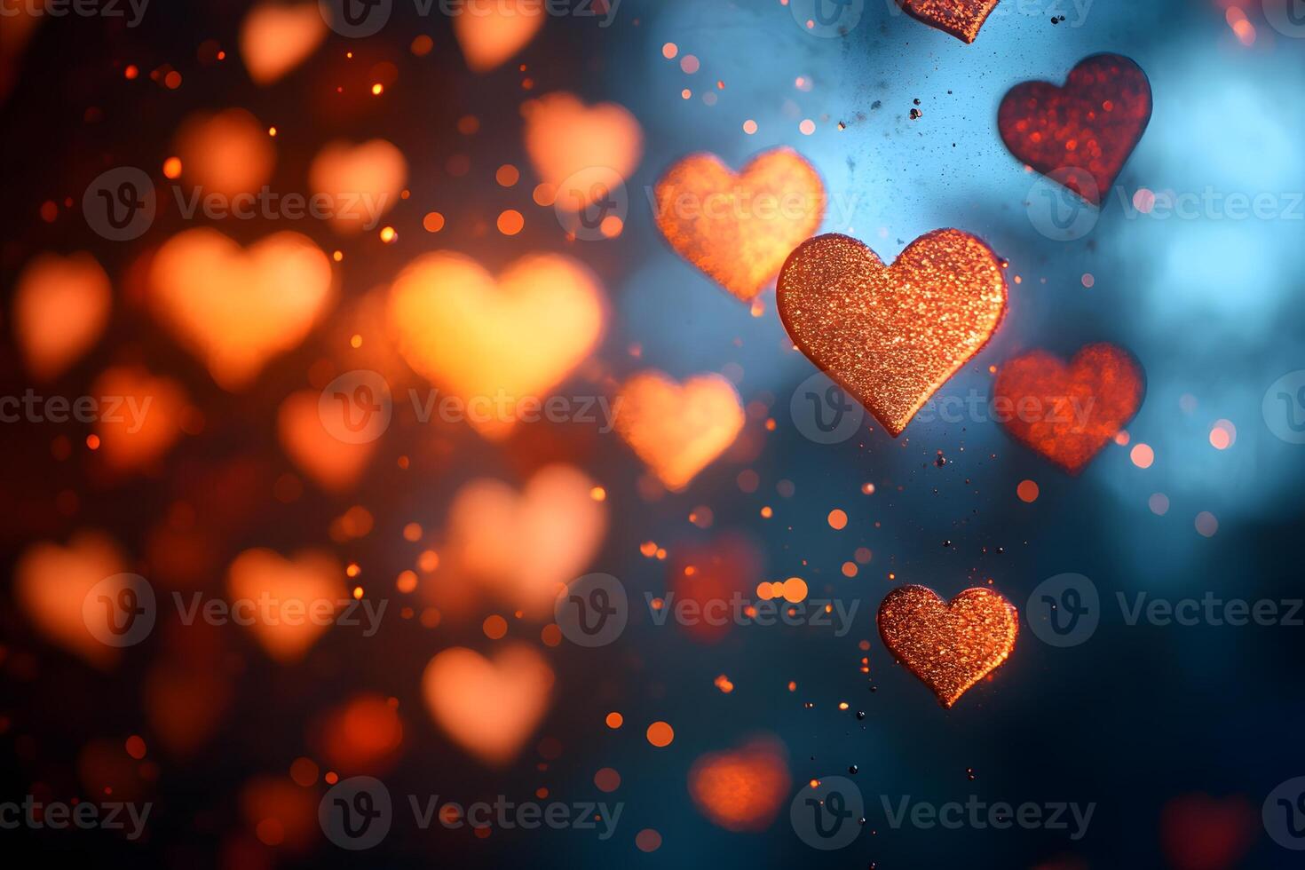 Romantic Glowing Hearts Background for Valentine's Day Design photo