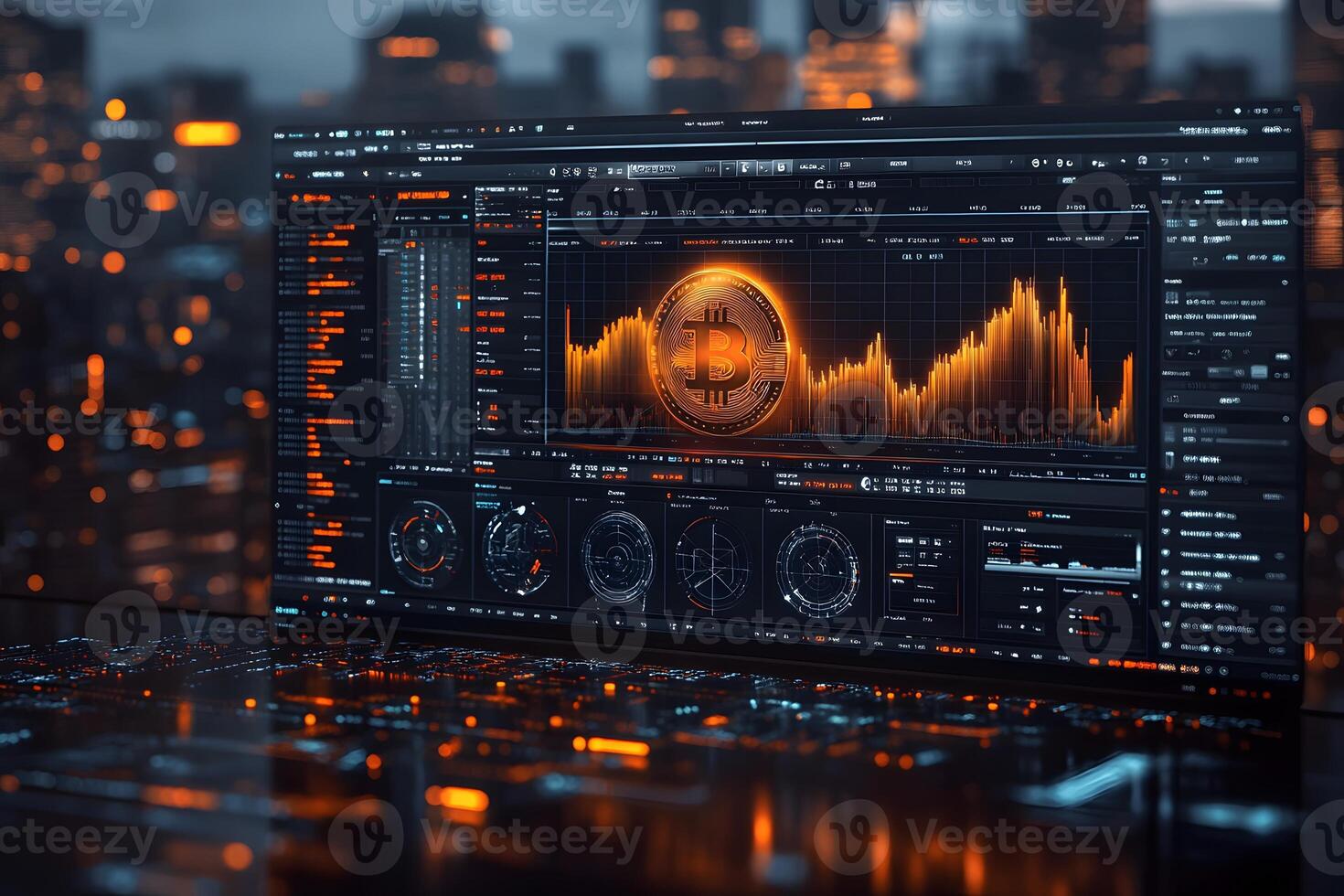 Cryptocurrency Trading Concept with Bitcoin Market Movements on Digital Display photo
