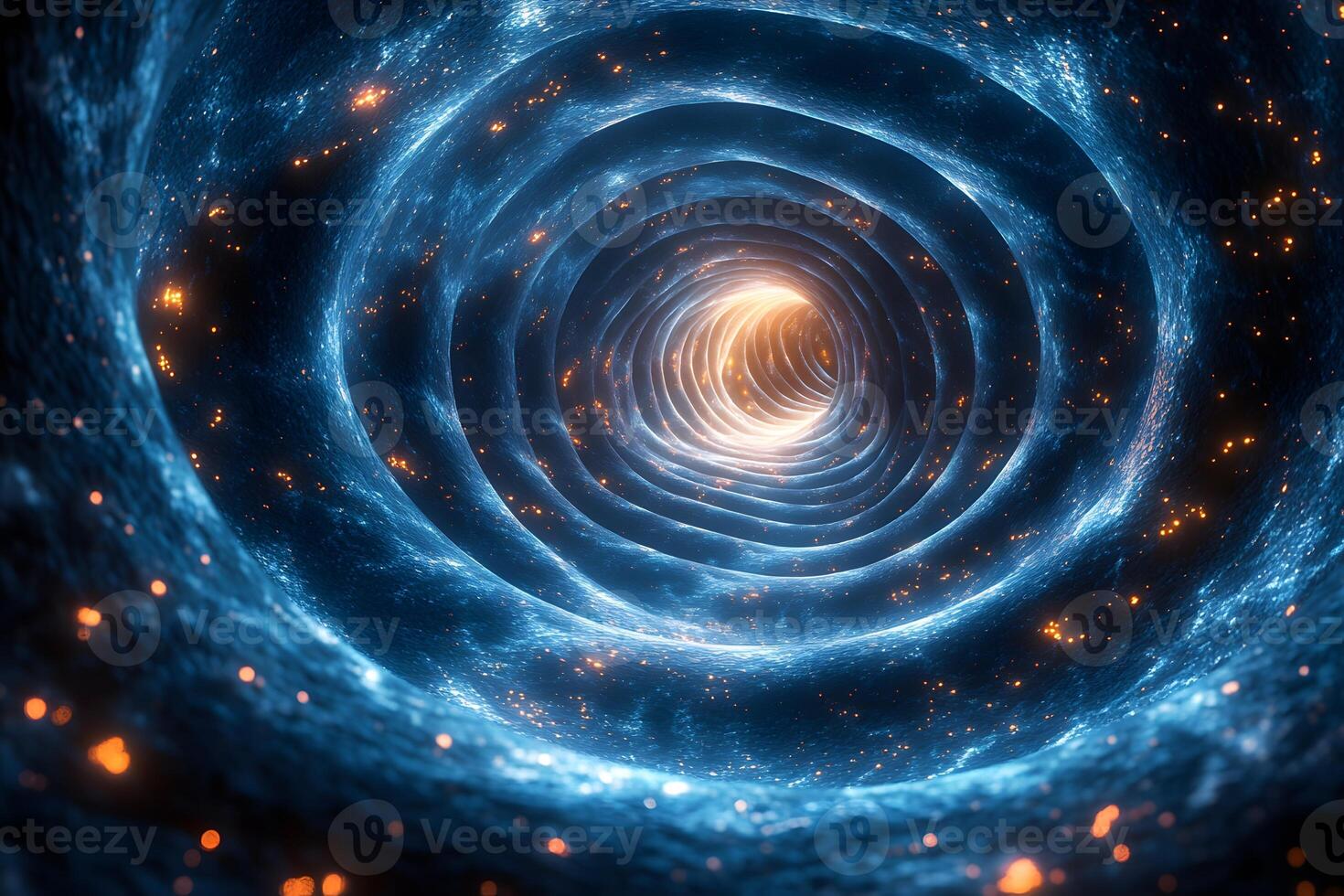Futuristic Vortex Tunnel with Glowing Particles for Sci-Fi and Abstract Design photo