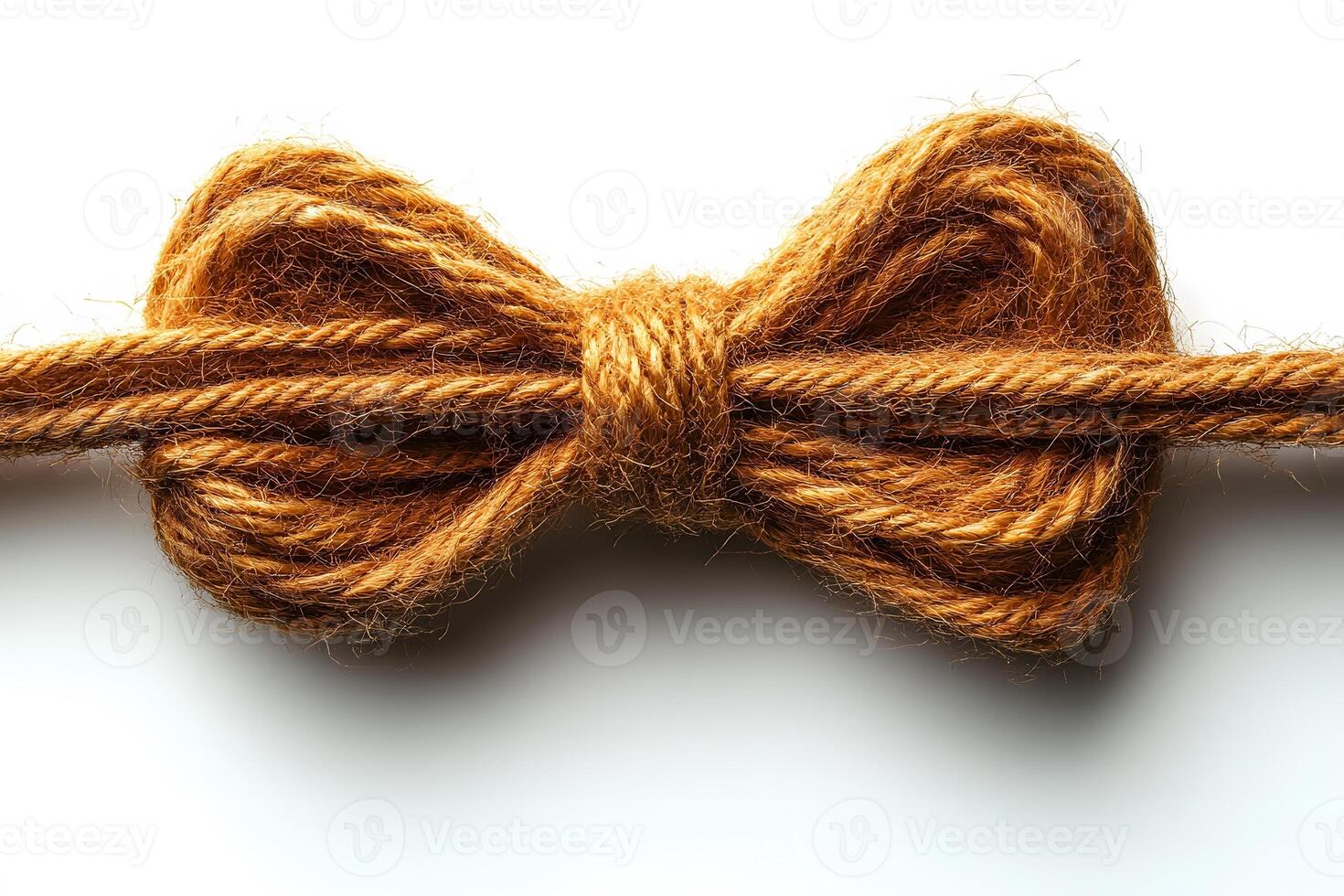 Natural Fiber Bow Tie Knot on White Background for Rustic Design and Decoration Ideas photo