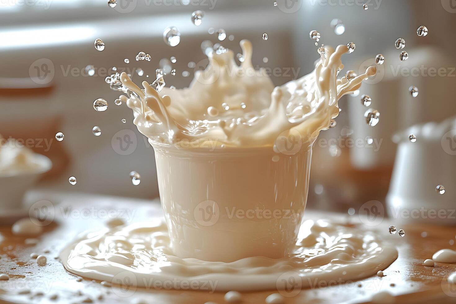 Splashing Milk in a Cup Dynamic Motion and Fluid Art for Creative Design photo