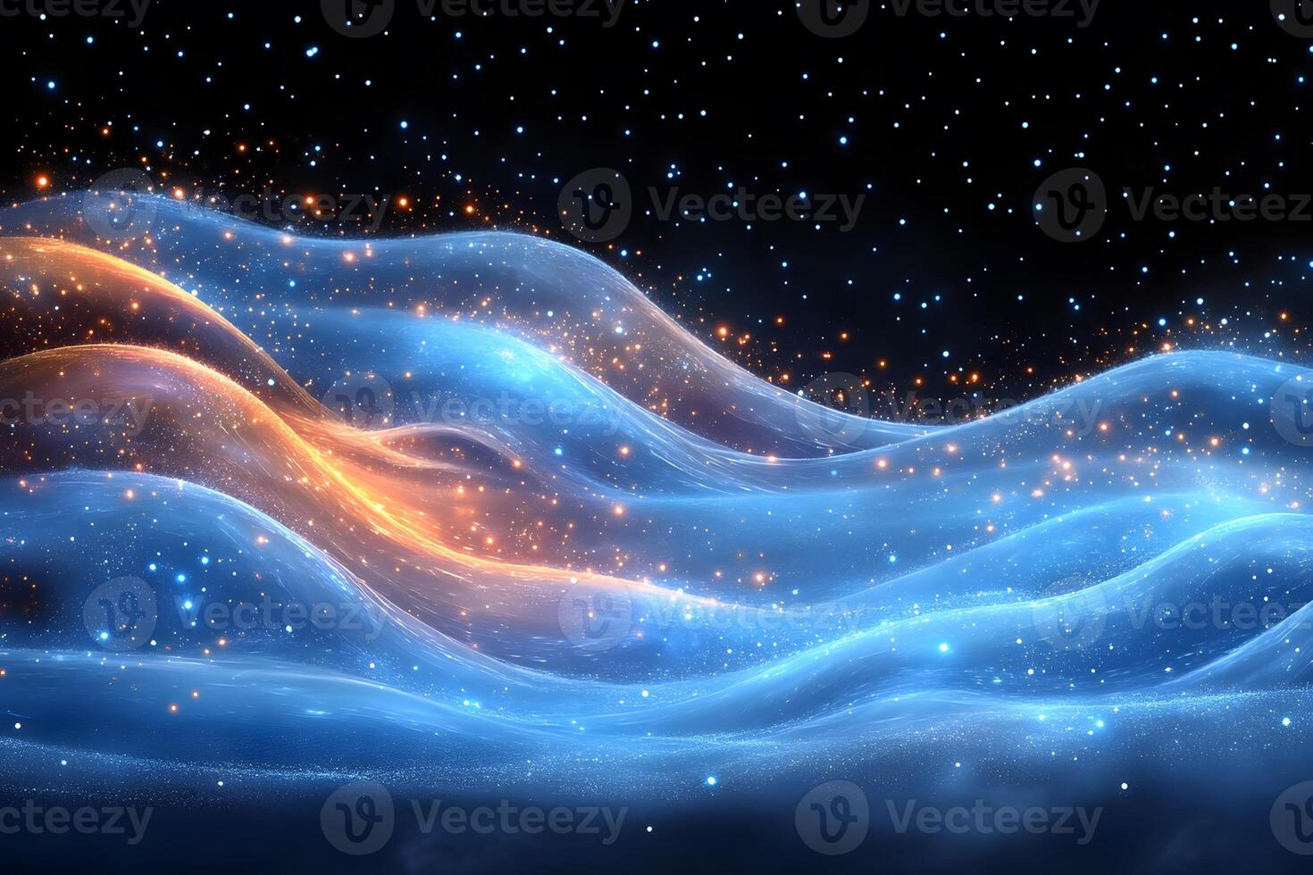 Vibrant Cosmic Waves and Starry Night for Digital Art and Design Projects photo