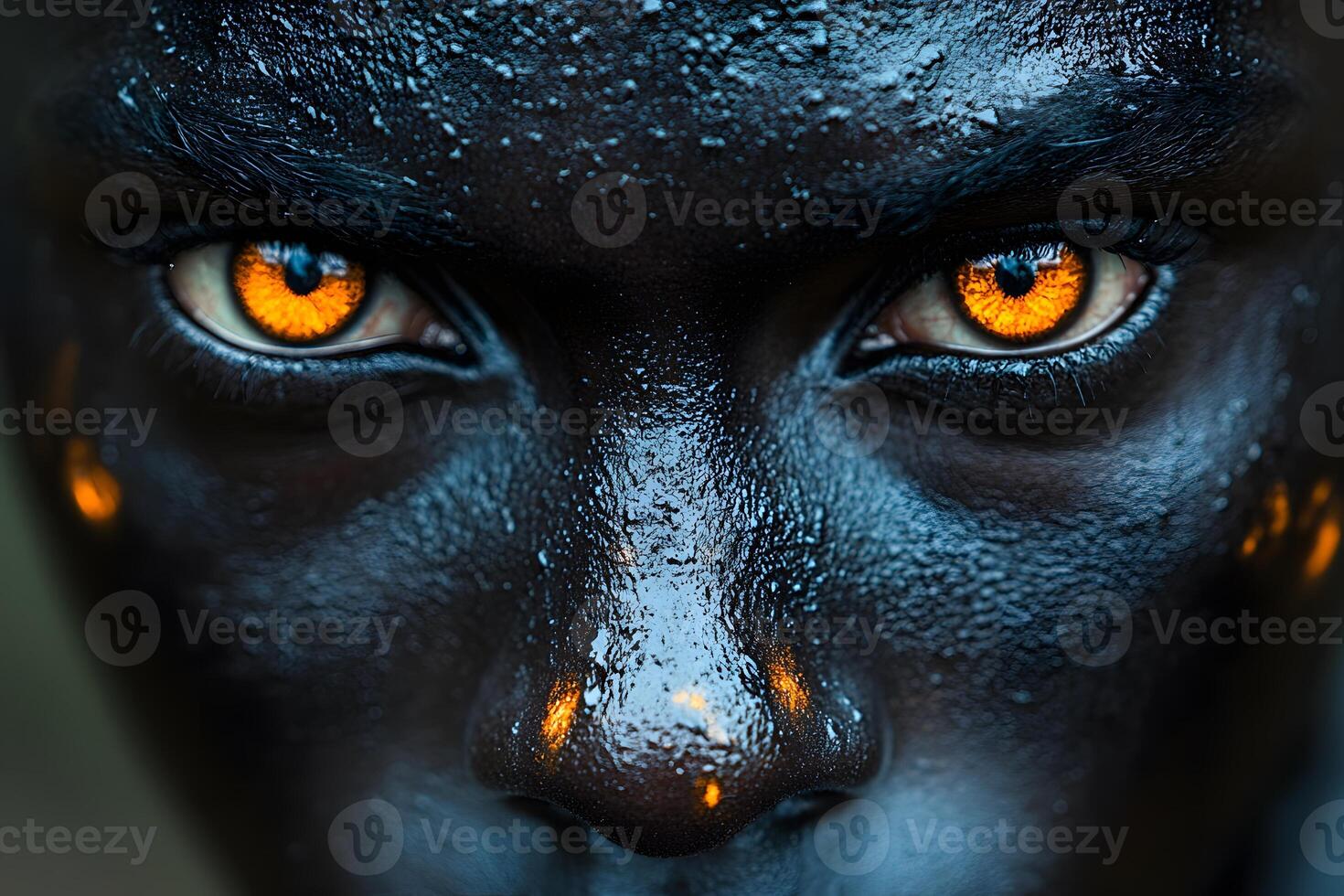 Mystical Gaze of Radiant Eyes Amidst Dark Texture - Artistic Portrait Concept photo