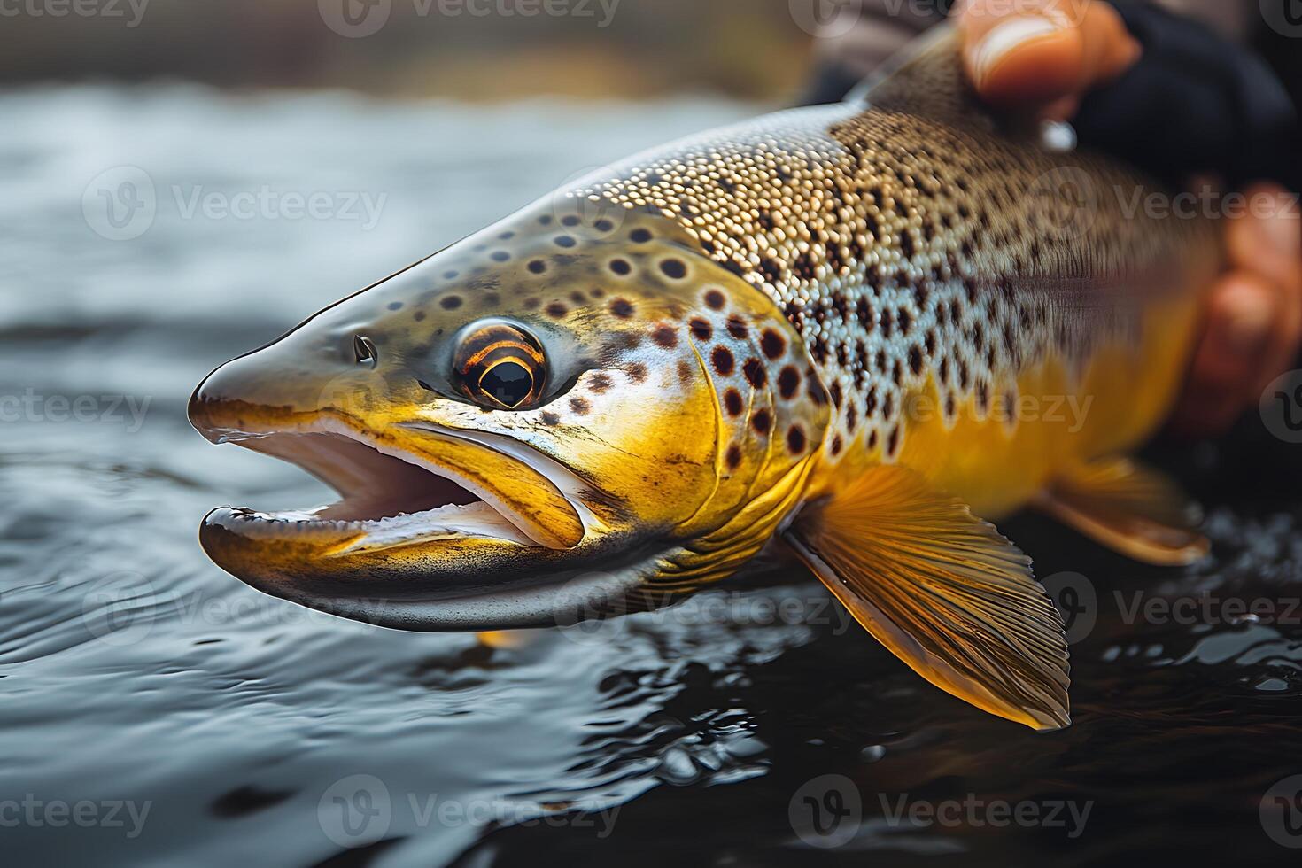 Wildlife Conservation Brown Trout Fish in Pristine River photo