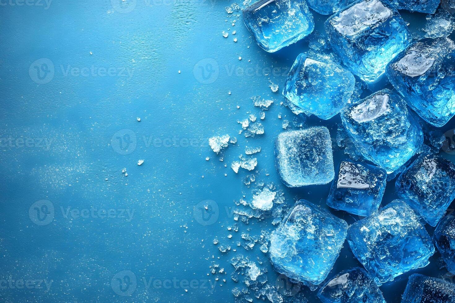 Refreshing Blue Ice Cubes on Textured Background for Cool Summer Designs photo