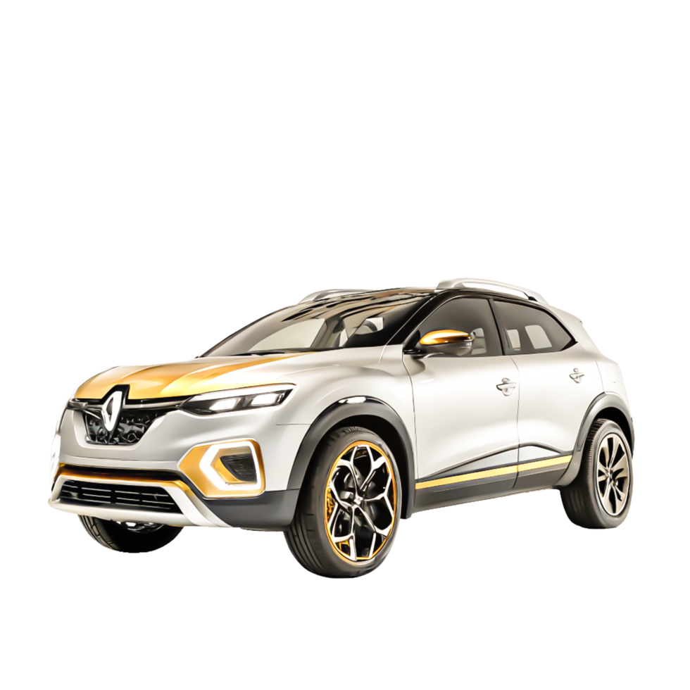 Sleek Silver and Gold Luxury SUV 3D Render of Modern Crossover png