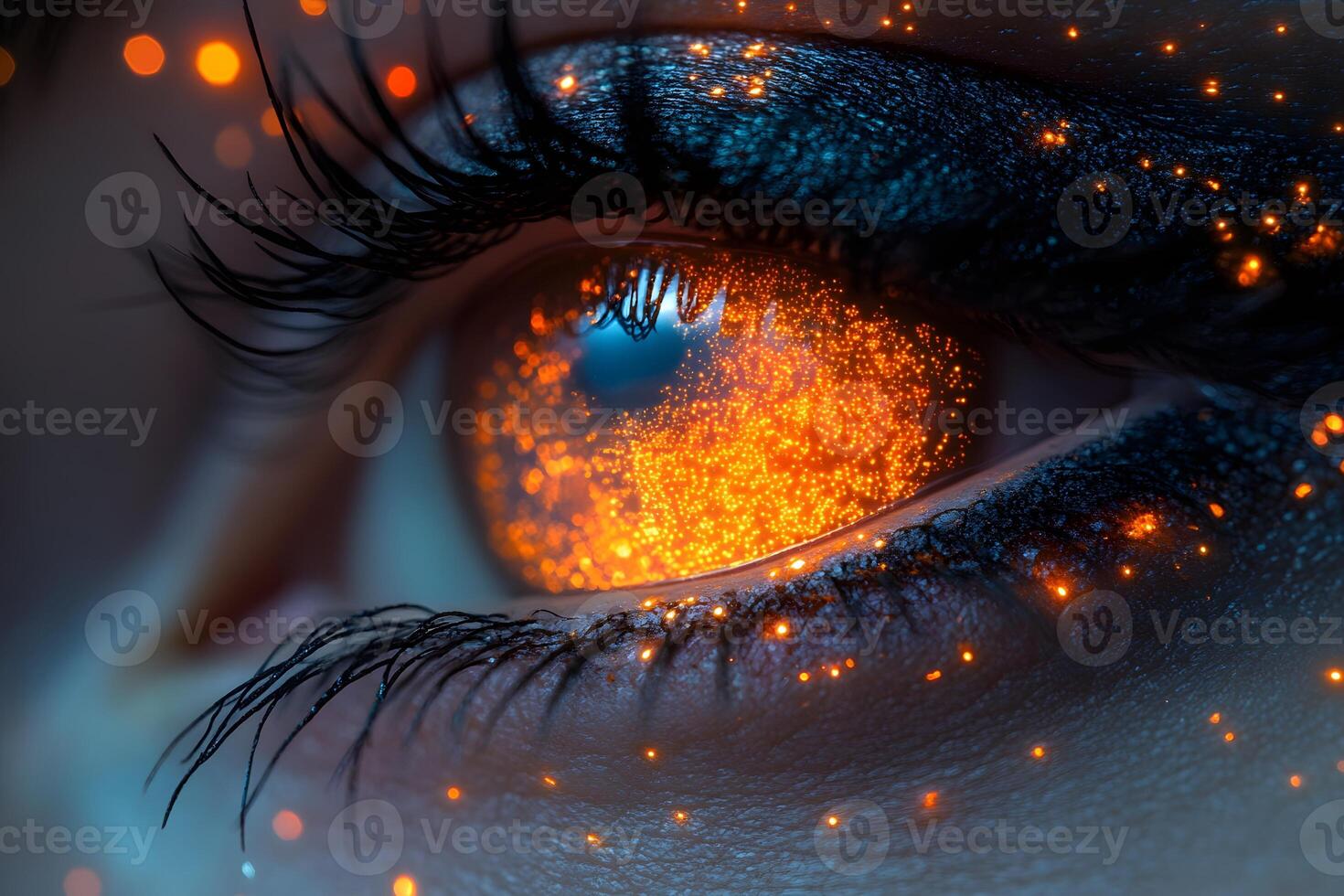Mesmerizing Eye with Fiery Cosmic Glow - Visual Metaphor for Creativity and Imagination photo
