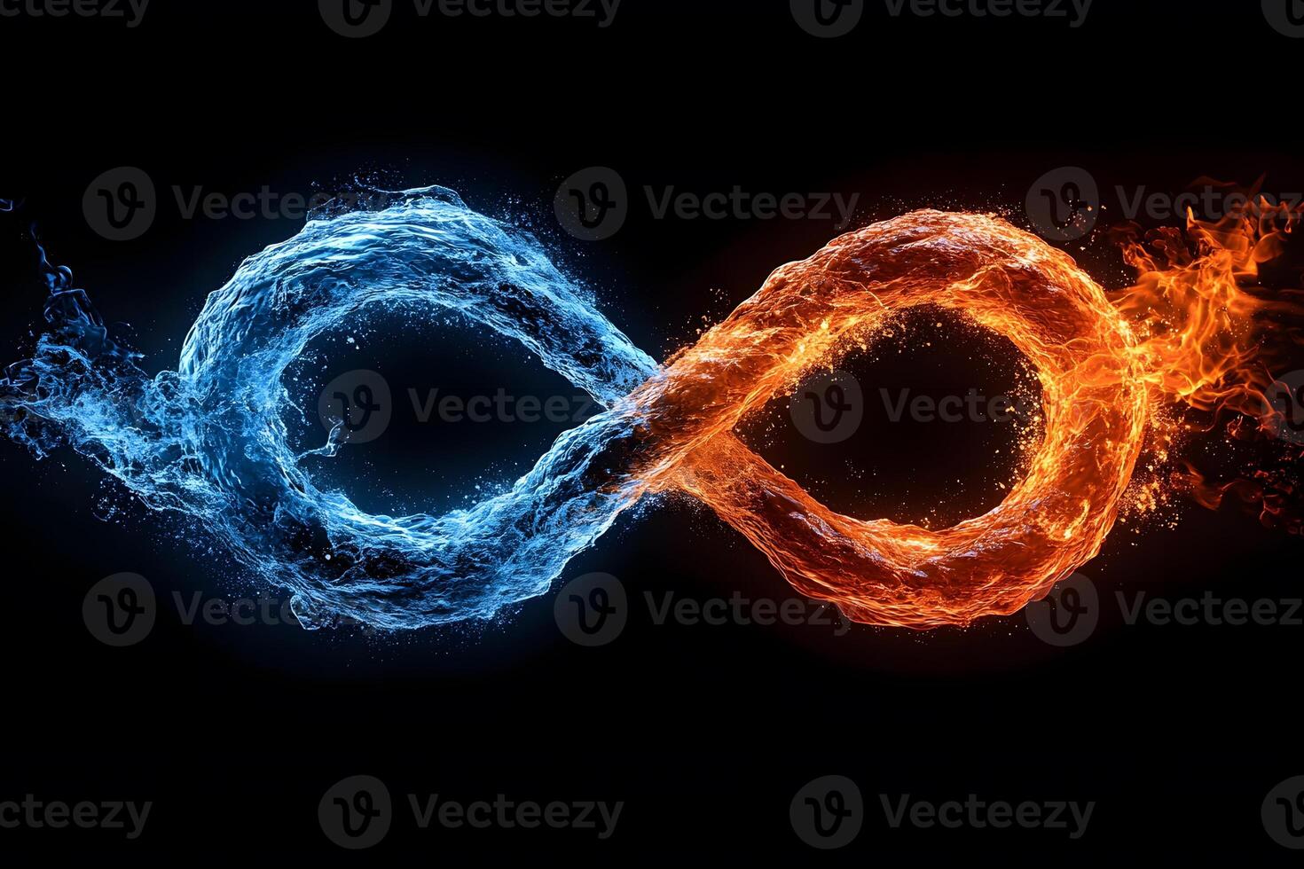 Duality Concept with Fiery and Icy Elements in Infinity Symbol Design photo
