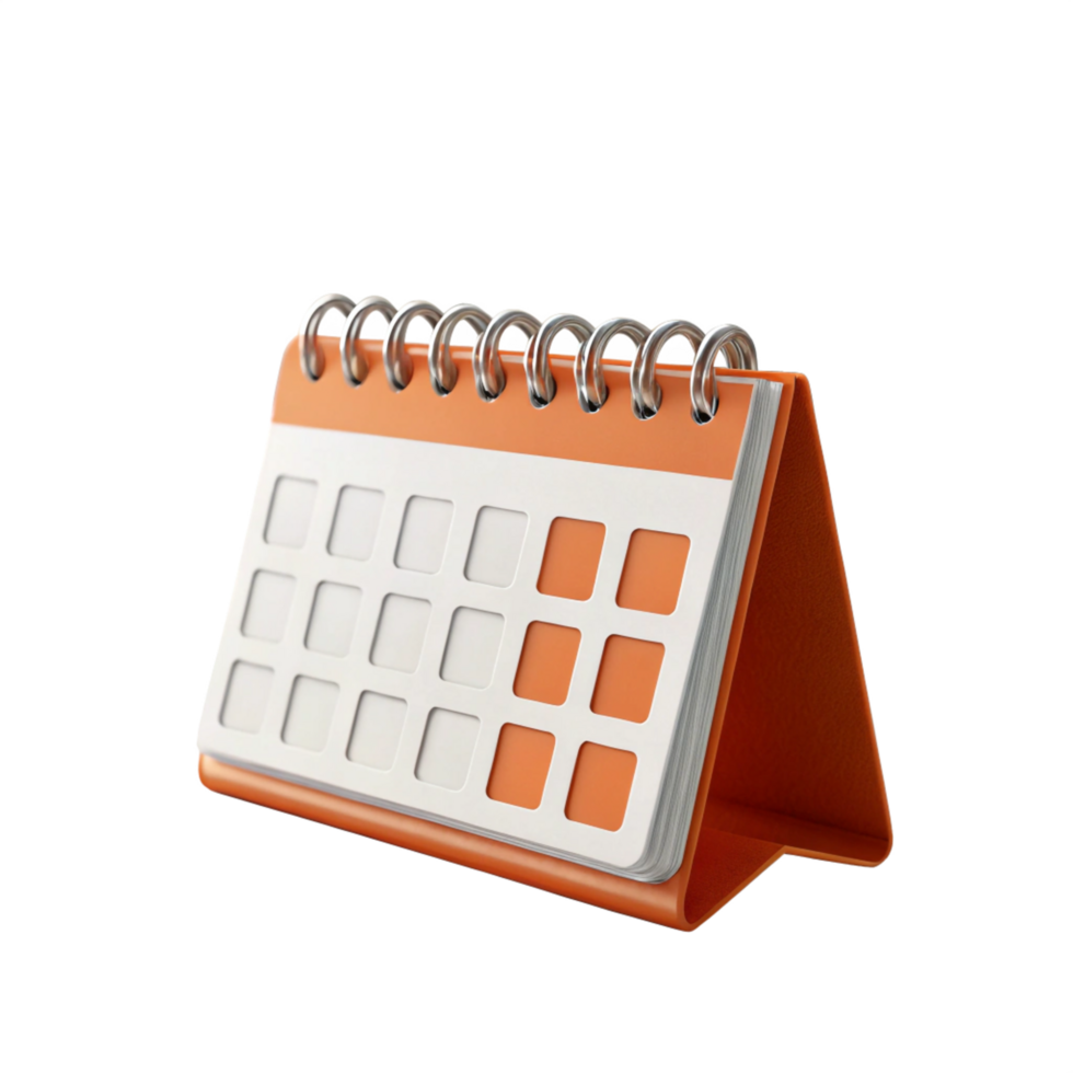 Orange Desk Calendar Mockup Realistic 3D Render of Monthly Planner png