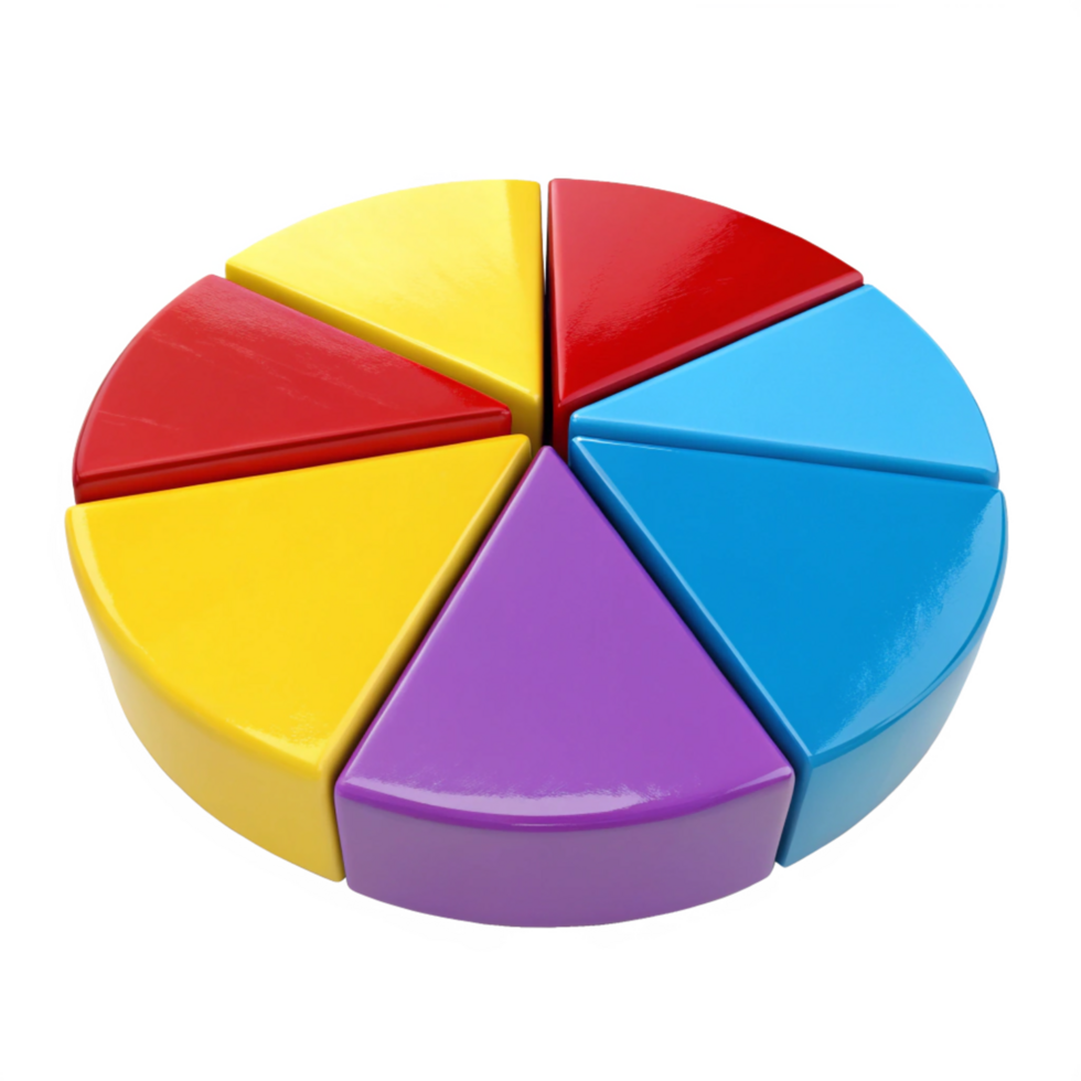 Colorful 3D Pie Chart Segments, Data Visualization, Business Infographic, Marketing png