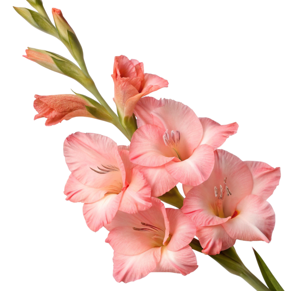 Elegant Pink Gladiolus Flower Bouquet Close-up Macro Photography png