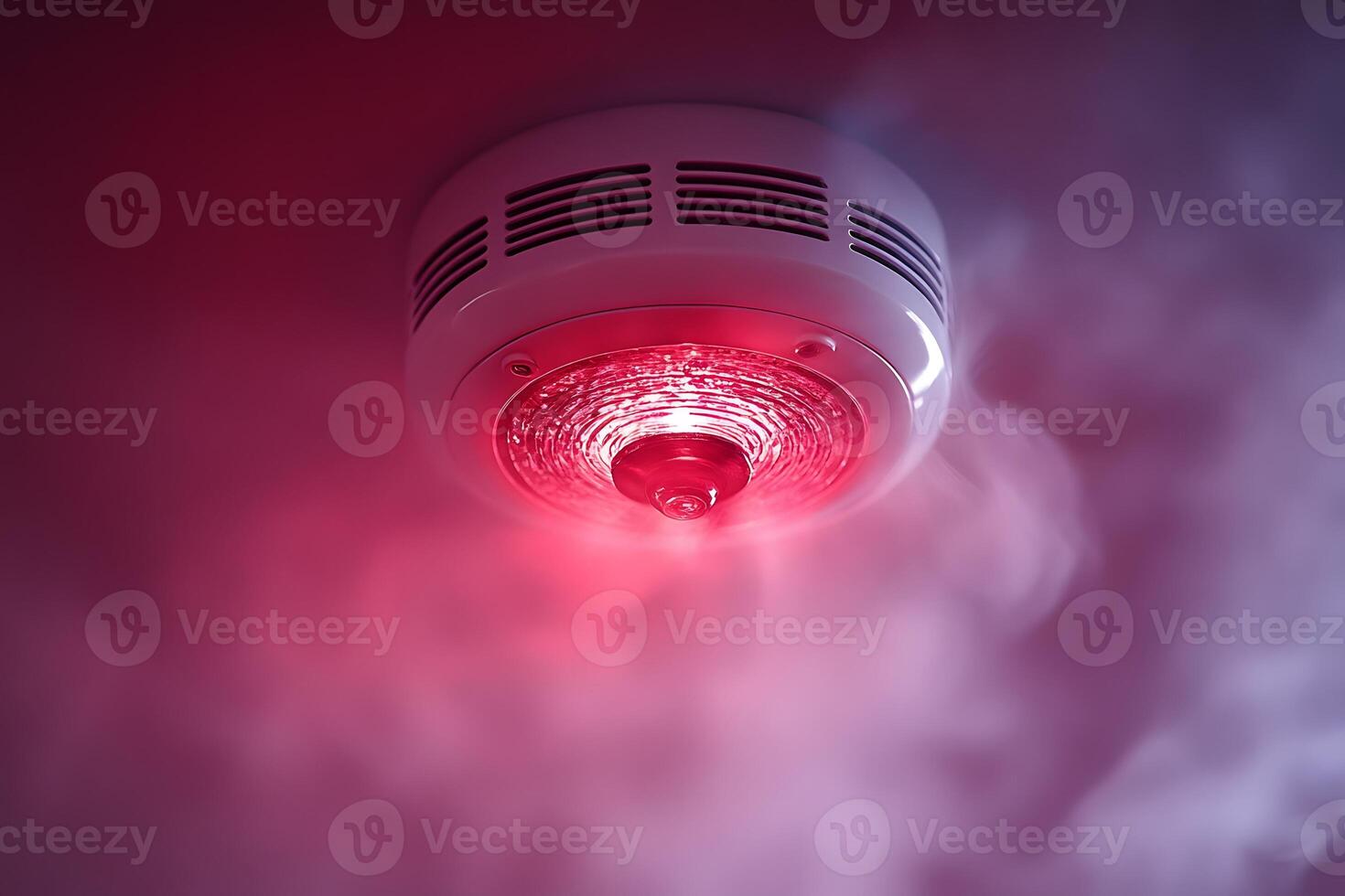 Red Emergency Smoke Detector Alert for Safety and Fire Prevention photo