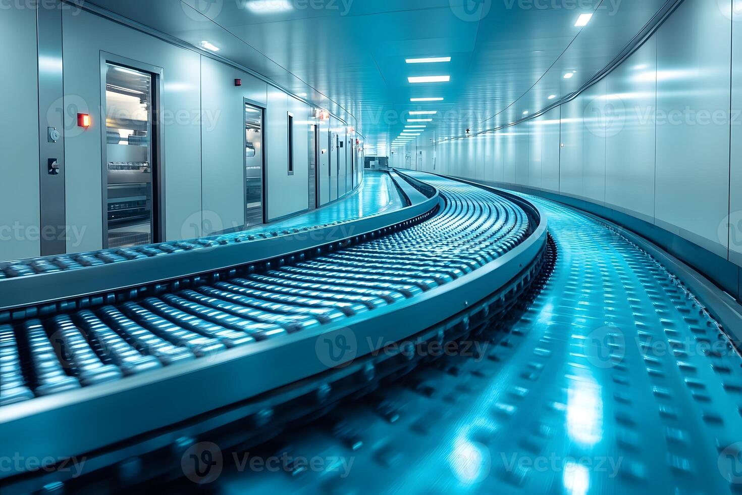 Modern Industrial Conveyor System in Futuristic Facility Design for Automation and Efficiency photo