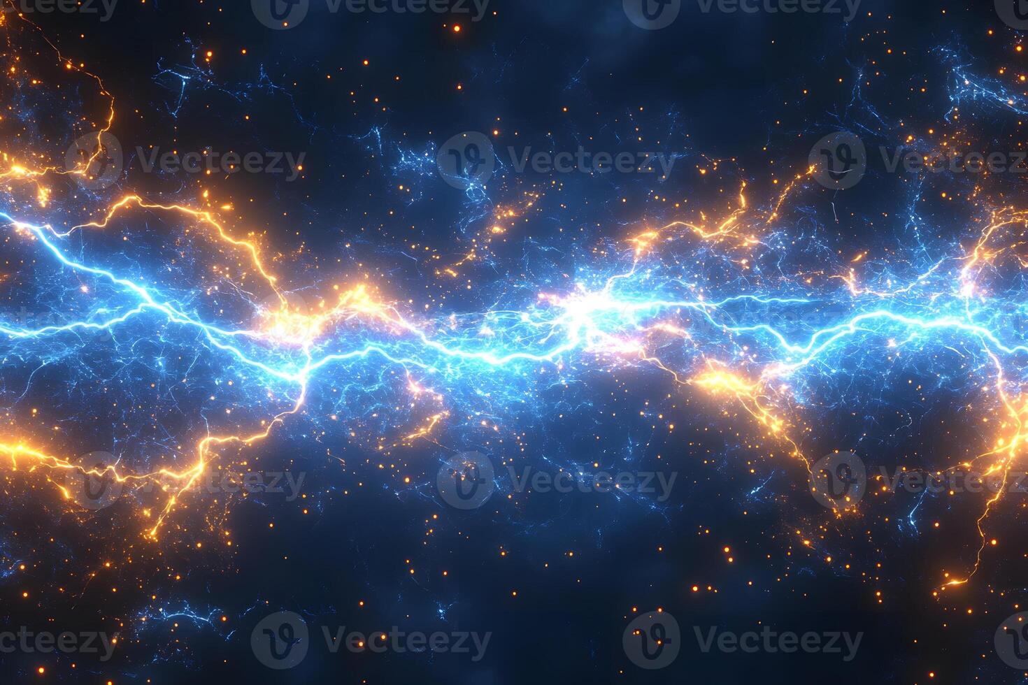 Dynamic Electric Energy Surge with Vibrant Lightning Bolts - Perfect for Science and Technology Designs photo