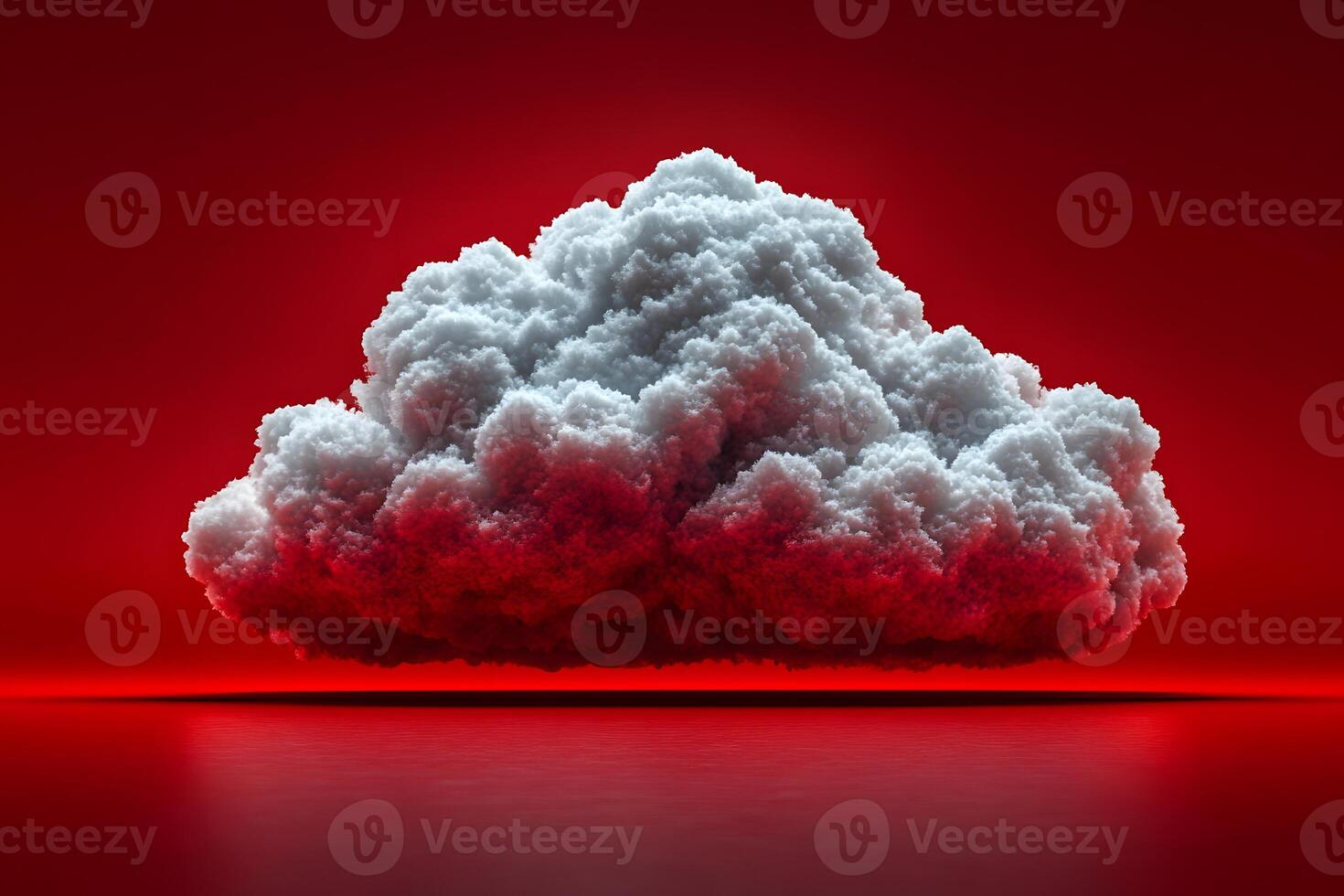 Surreal Cloudscape Against a Vibrant Red Silhouette for Abstract Design and Art photo