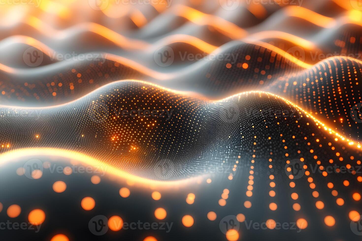 Abstract Digital Waveform with Glowing Orange Dots - Futuristic Technology Concept Design for Posters photo