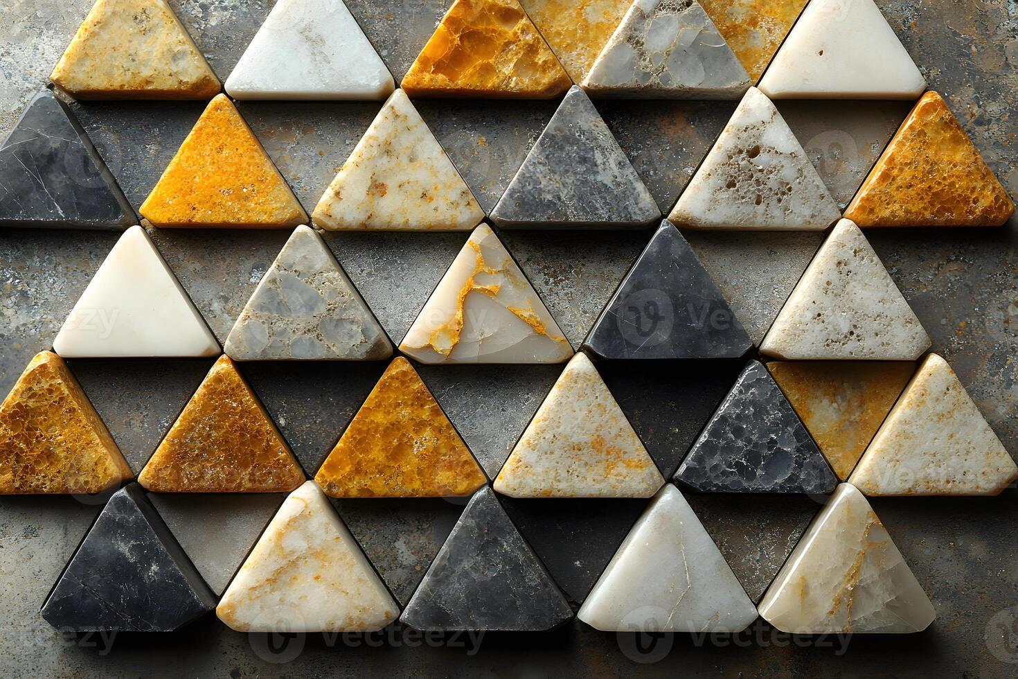 Geometric Mosaic Pattern with Multicolored Triangular Stones for Interior Design photo