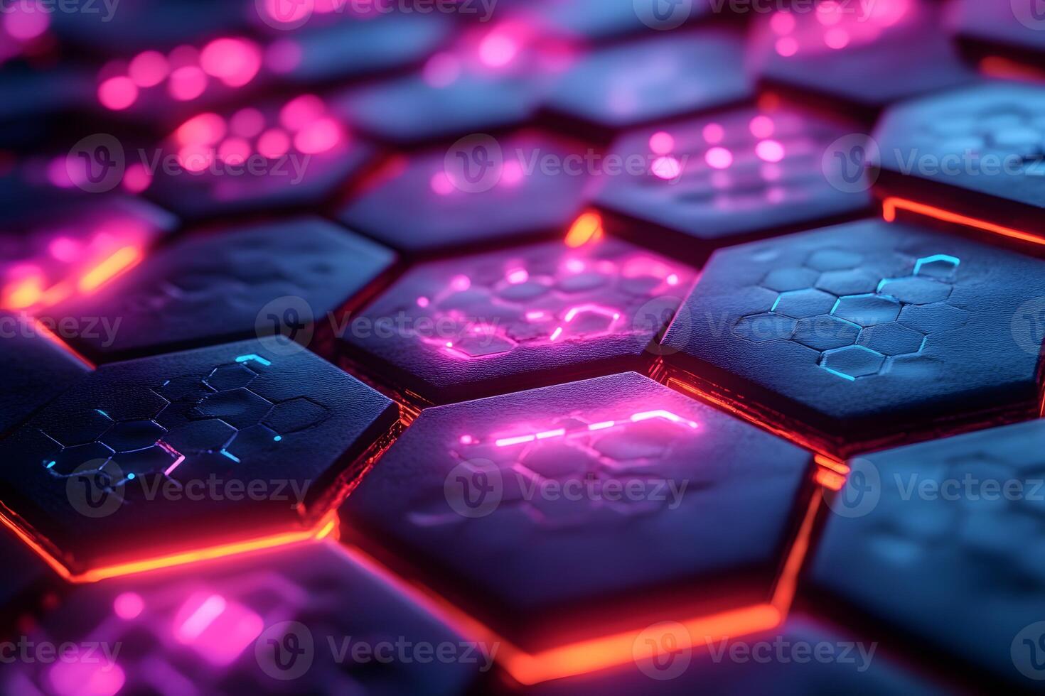Futuristic Hexagonal Digital Interface for Technology Design and Innovation photo