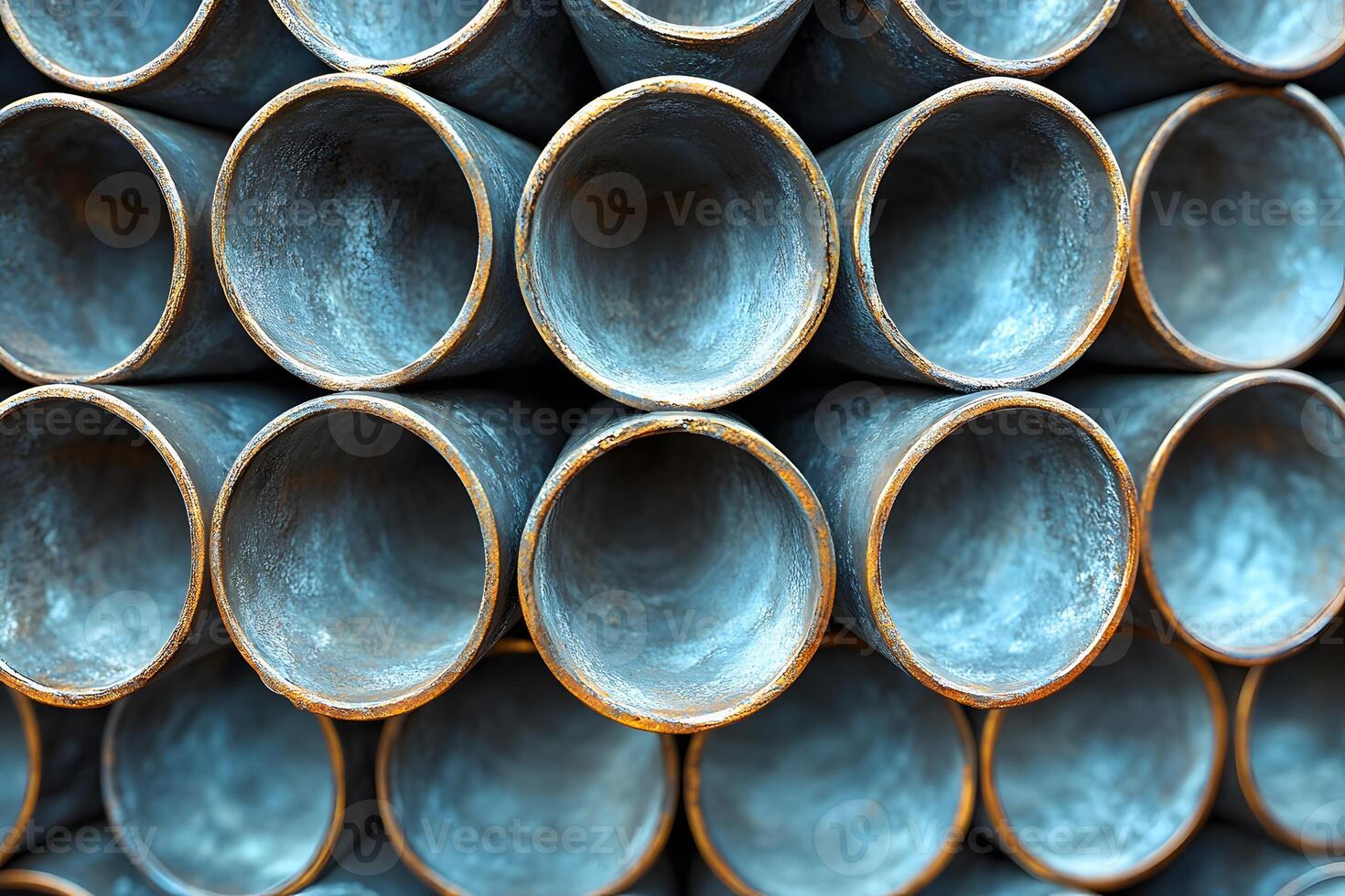 Abstract Industrial Symmetry in Stacked Metal Pipes for Architectural and Design Inspiration photo