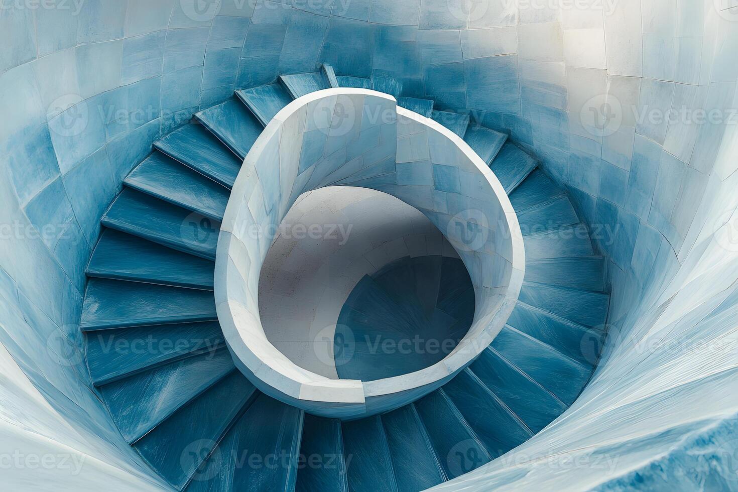 Spiral Staircase Design in Minimalistic Blue Architecture for Modern Interiors photo