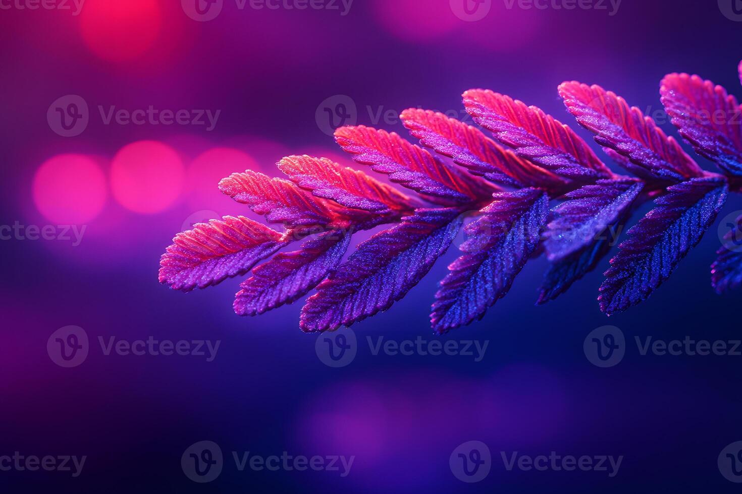 Vibrant Abstract Leaf in Neon Lights - Design for Posters and Art Prints photo