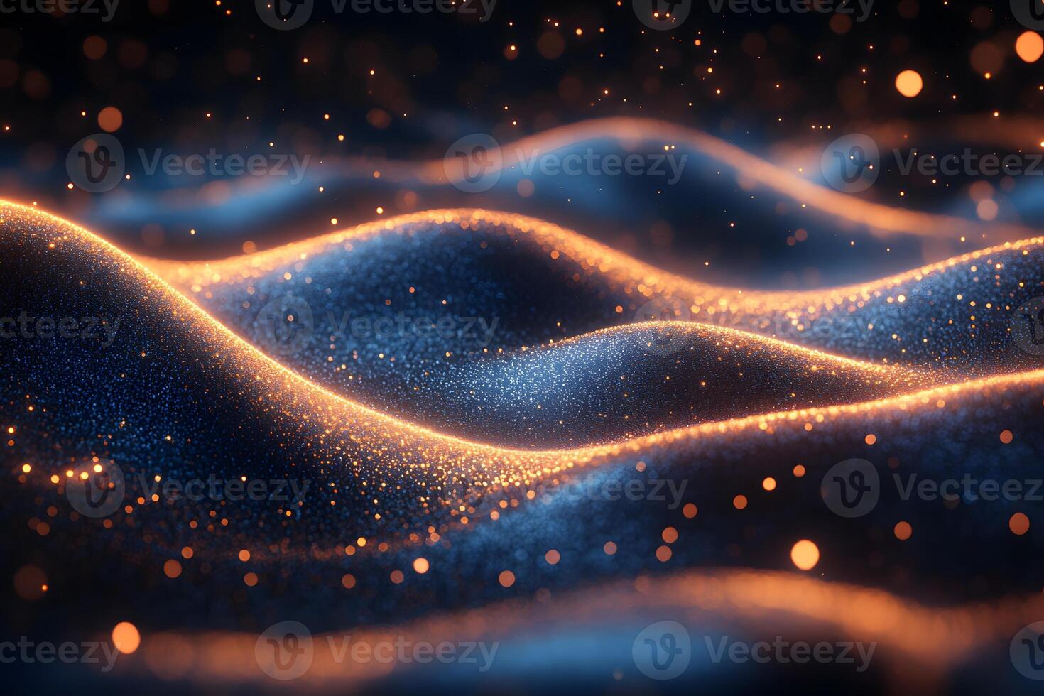 Abstract Glowing Waves Dynamic Light Particles for Modern Design photo