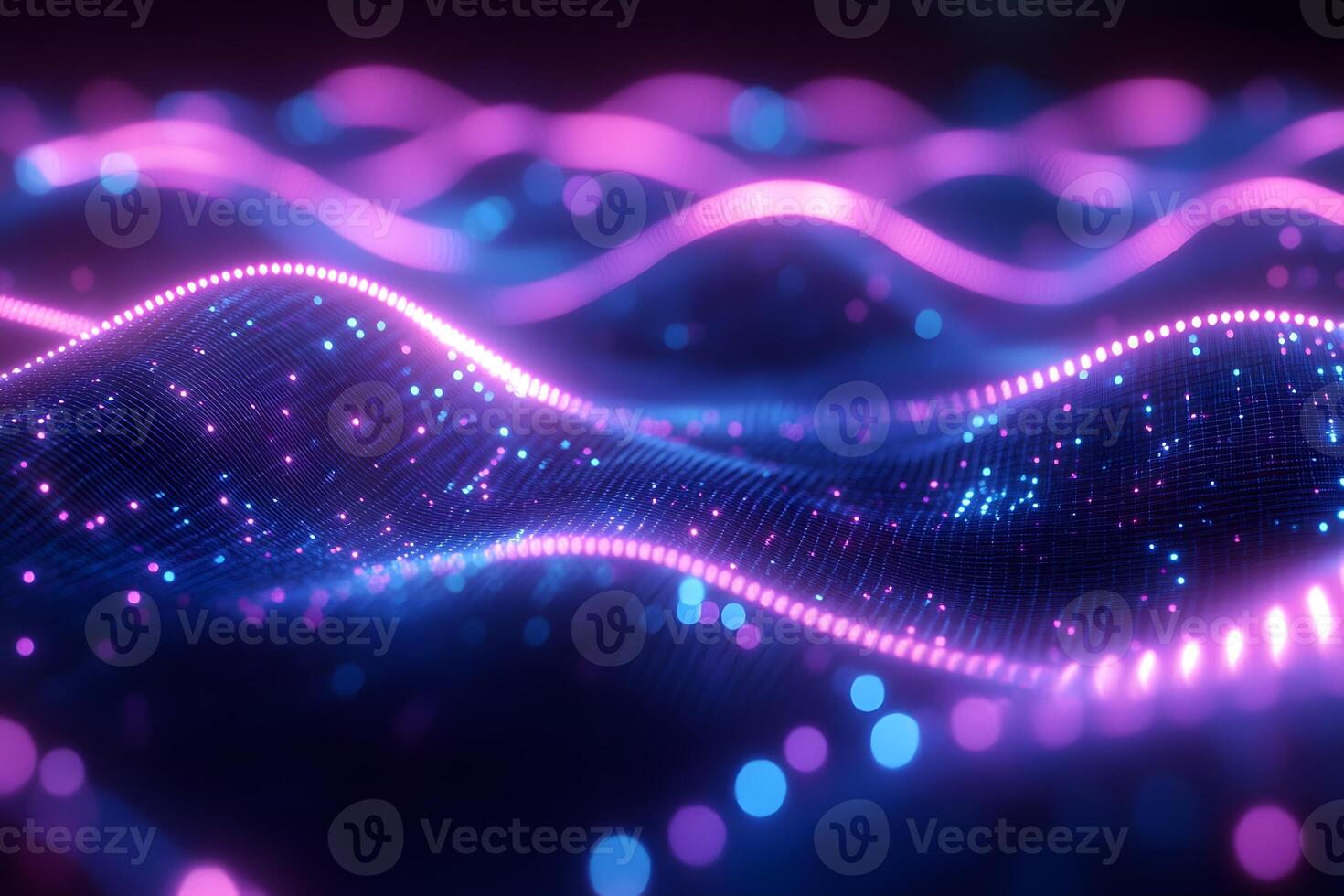 Futuristic Neon Wave Abstract - Digital Background for Technology and Innovation photo