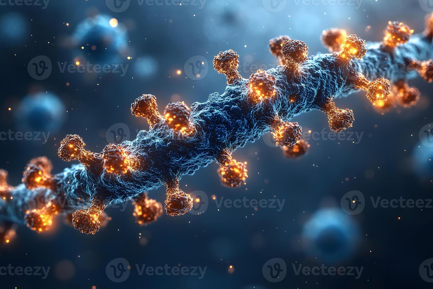 Detailed Molecular Structure with Glowing Particles for Scientific Research photo