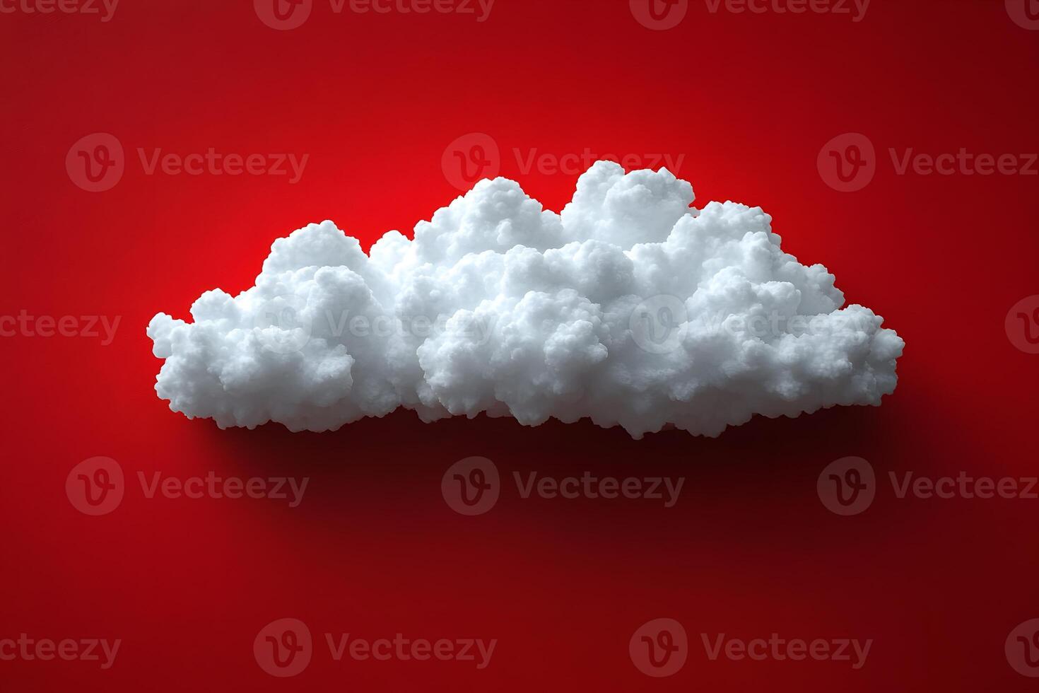 Surreal White Cloud Against Bold Red Backdrop for Creative Design Concepts photo