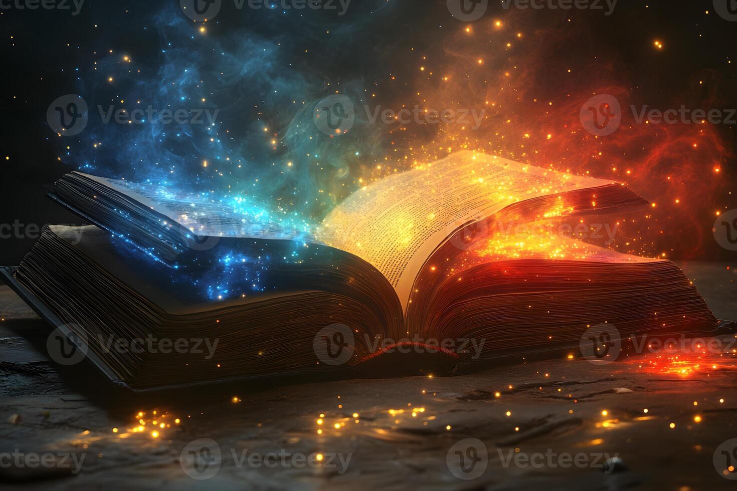 Magical Book with Enchanting Blue and Orange Glow for Fantasy Concepts photo