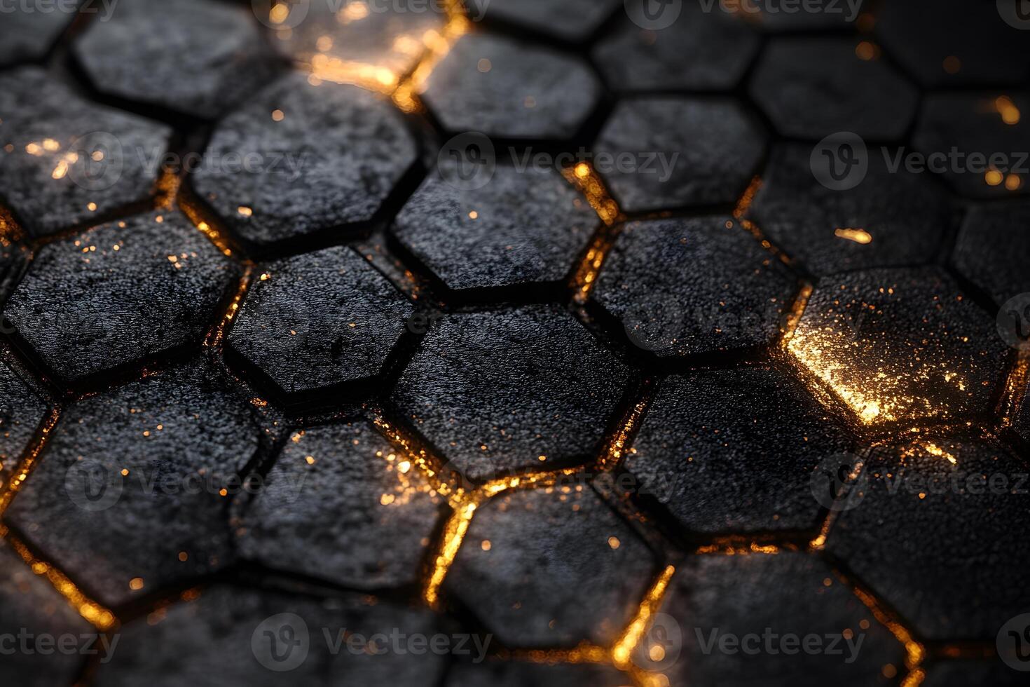 Abstract Hexagonal Pattern with Glowing Embers for Modern Design photo