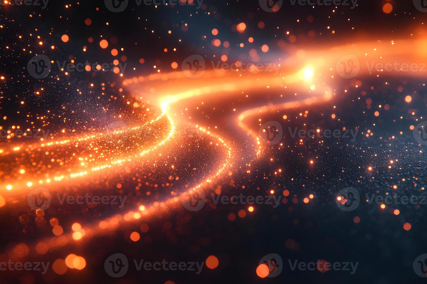 Futuristic Neon Light Trails with Abstract Particle Background for Creative Design photo