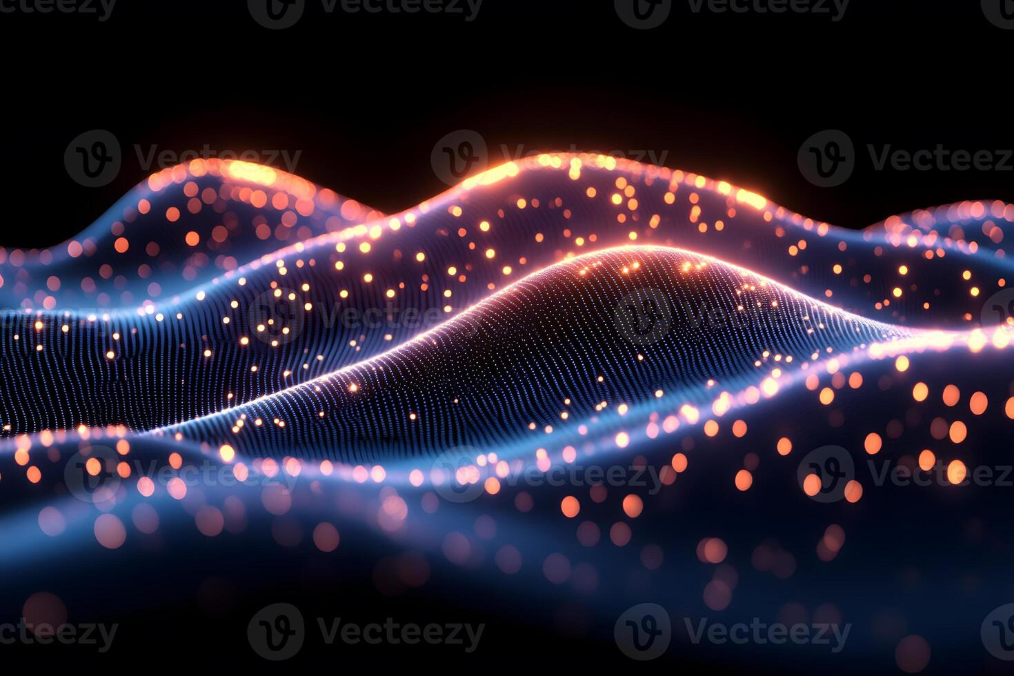 Futuristic Digital Wave with Glowing Particles for Technology Design photo
