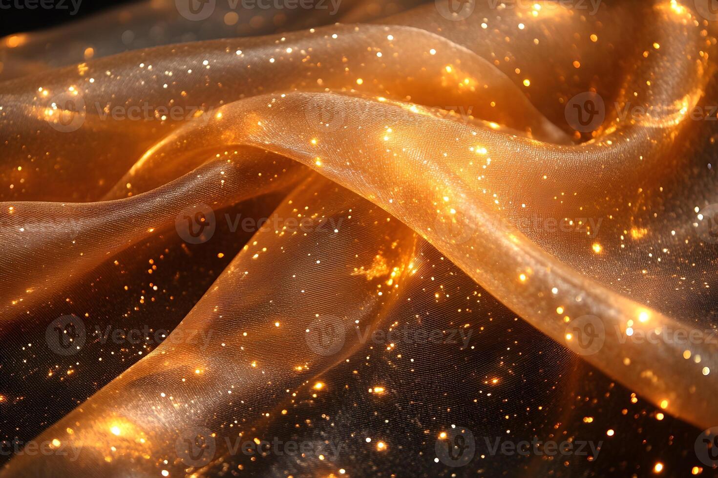 Golden Sparkling Fabric Draped Elegantly - Perfect for Luxurious Holiday Decor and Designs photo