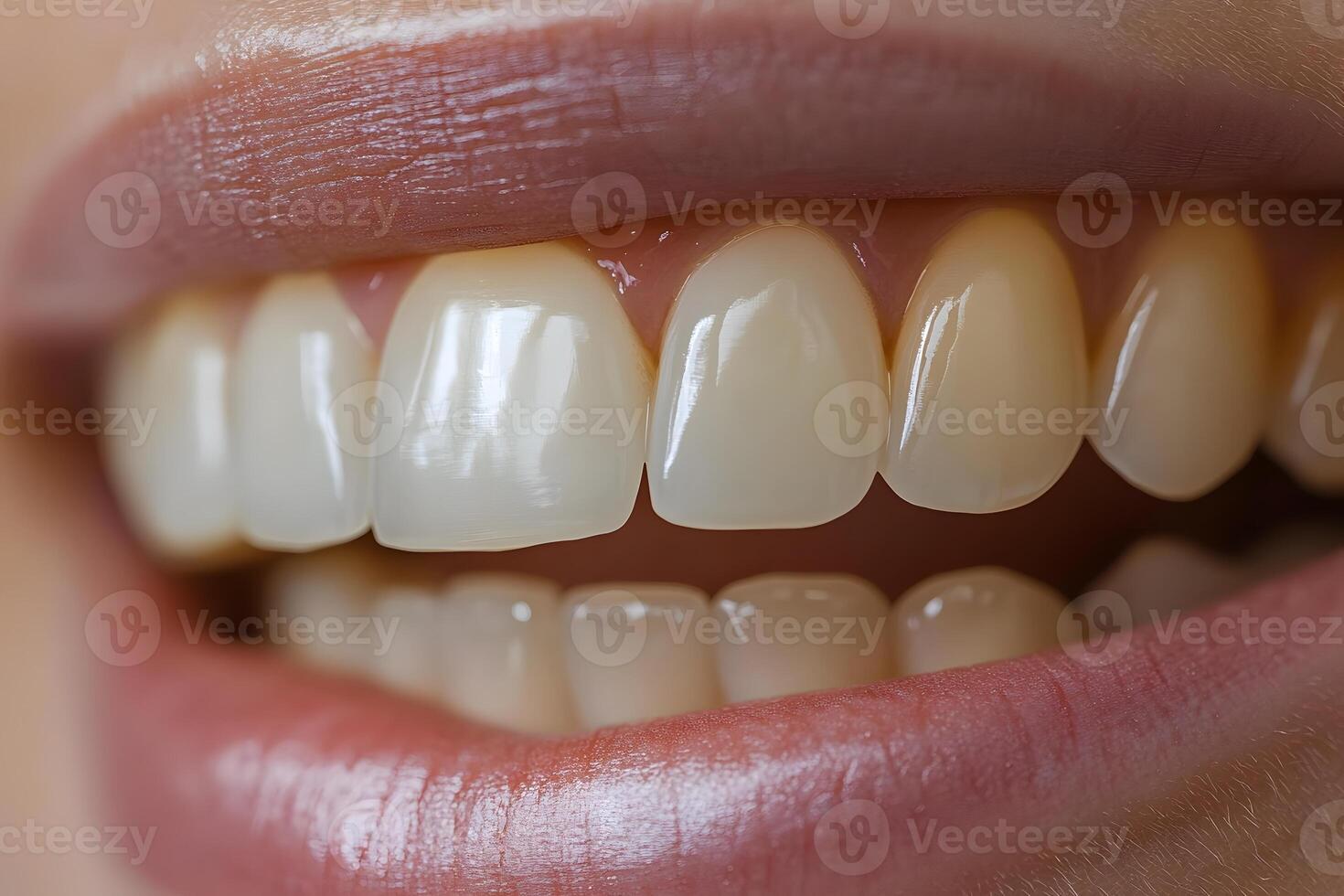 Close-Up of Healthy Smiling Teeth for Dental Care and Oral Hygiene Concepts photo