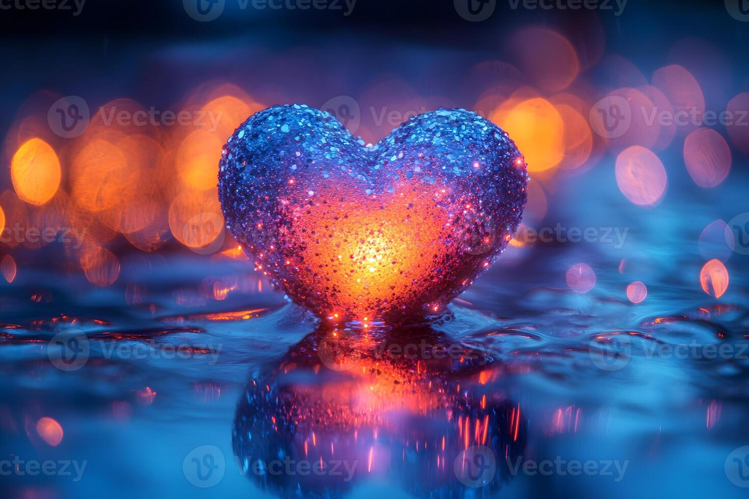 Sparkling Heart with Warm Bokeh Lights for Romantic Designs and Valentine's Inspiration photo