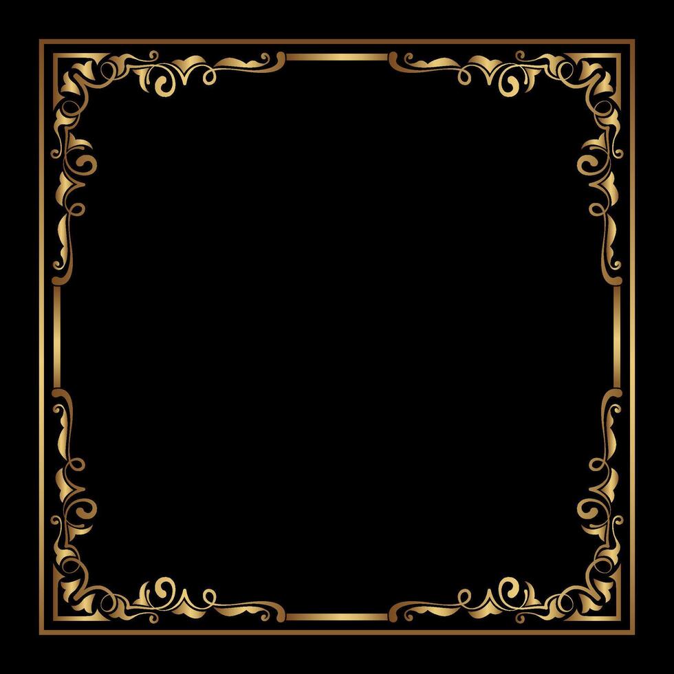 Gold floral ornament, Vintage frame vector