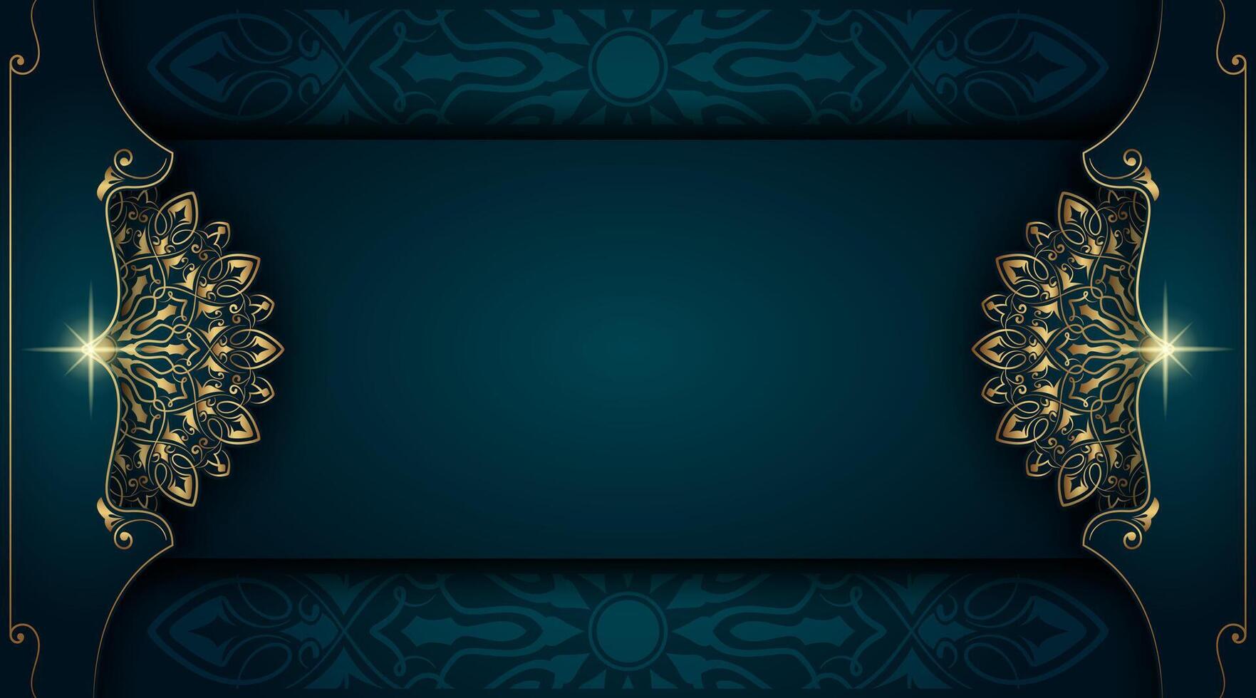 luxury green background with gold mandala vector