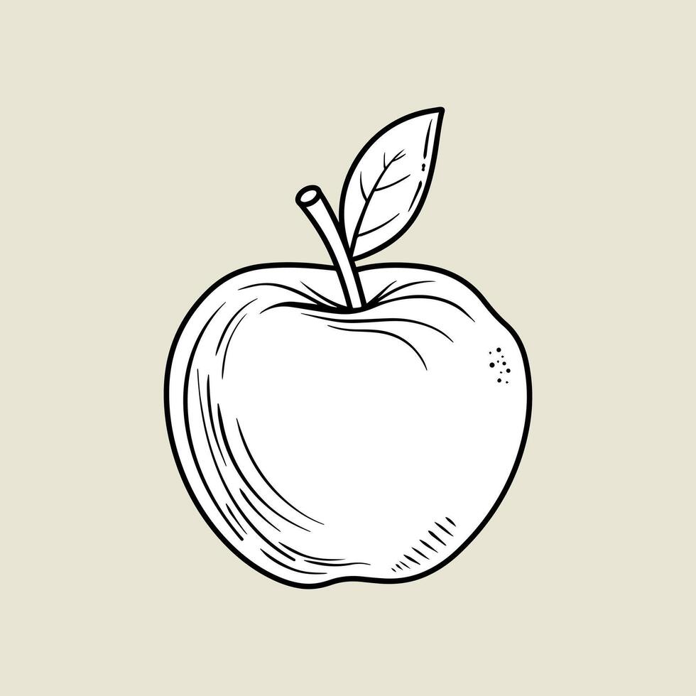 Illustration of a plain white apple isolated on a cream color base vector