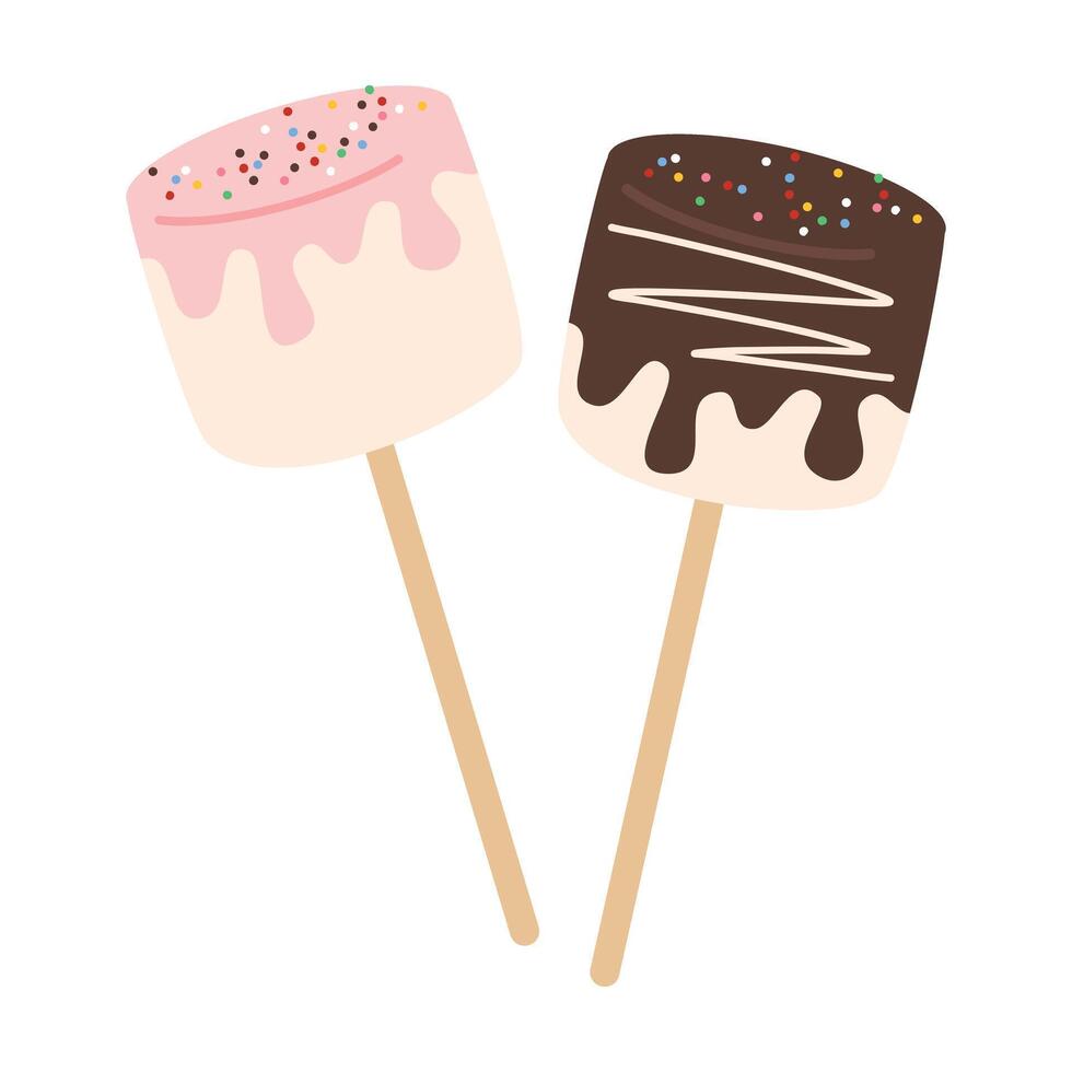 Marshmallow with chocolate dripping illustration vector