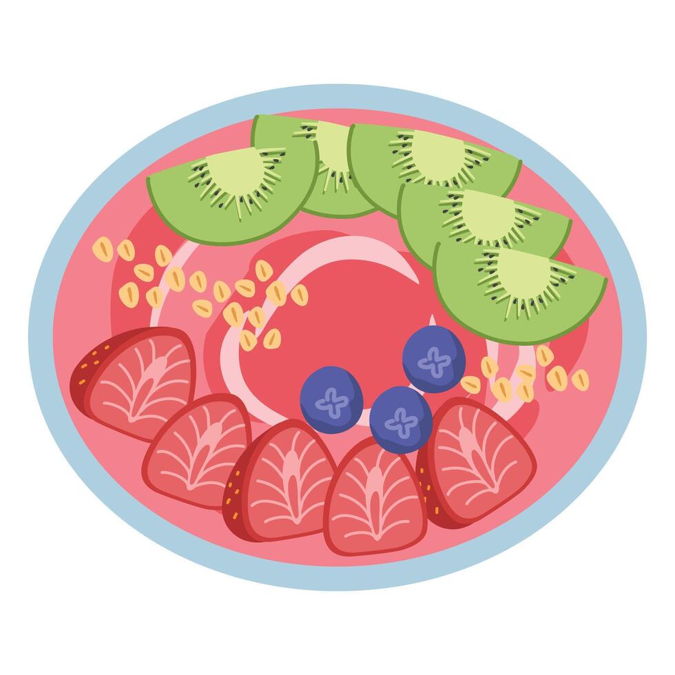 Smoothie bowl with nuts vector