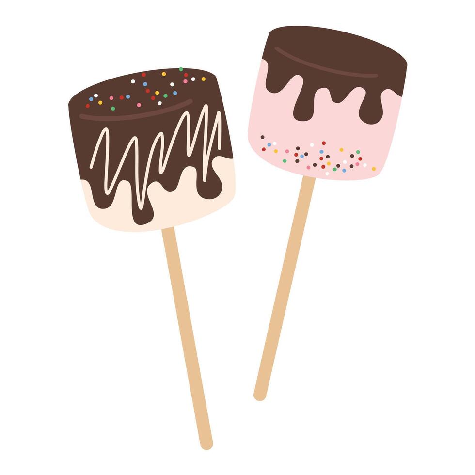 marshmallows with chocolate dipped illustration vector