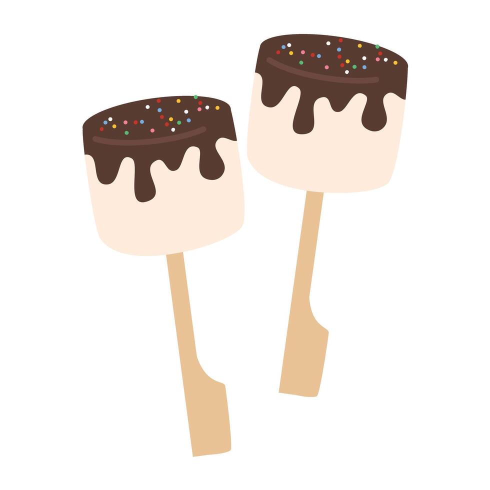 Marshmallows on Stick and Chocolate illustration design vector
