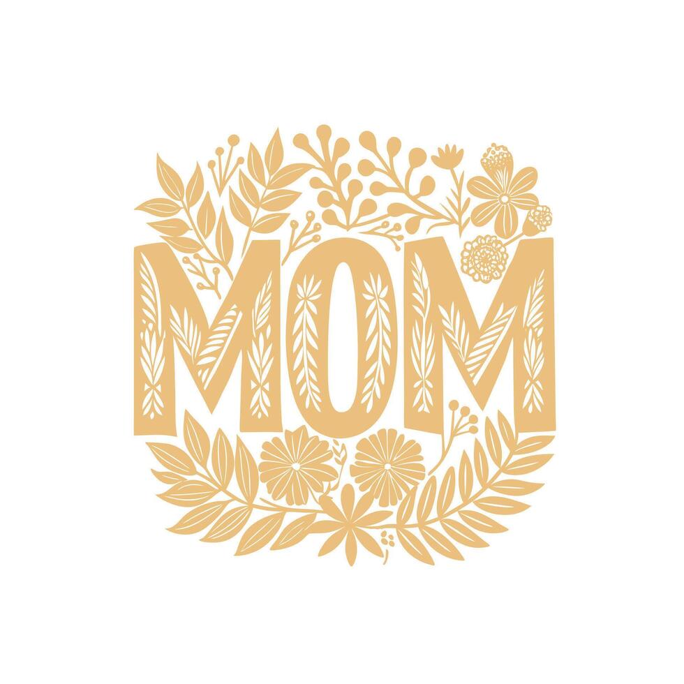 simple lettering Mom inscription, happy mothers day vector