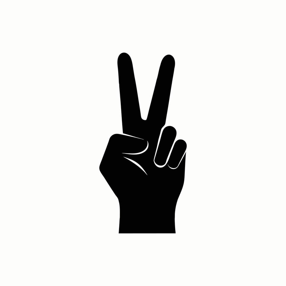 Peace sign symbol silhouette on white background. victory or peace flat vector