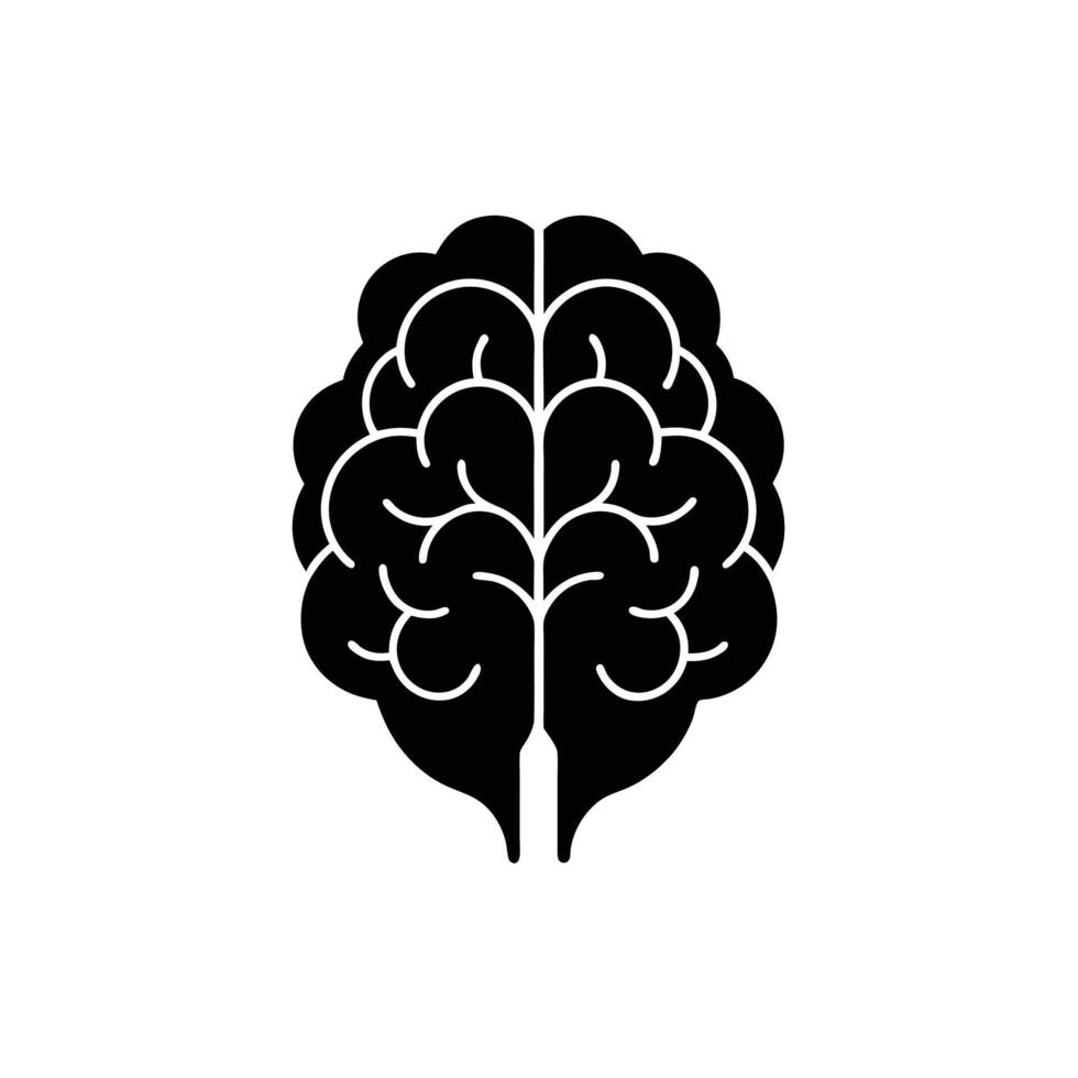 simple Human brain icon silhouette vector