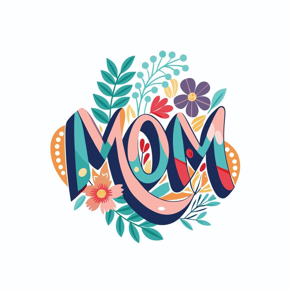 Spring summer floral design. For the best mom inscription. illustration for banner, poster, label, template vector